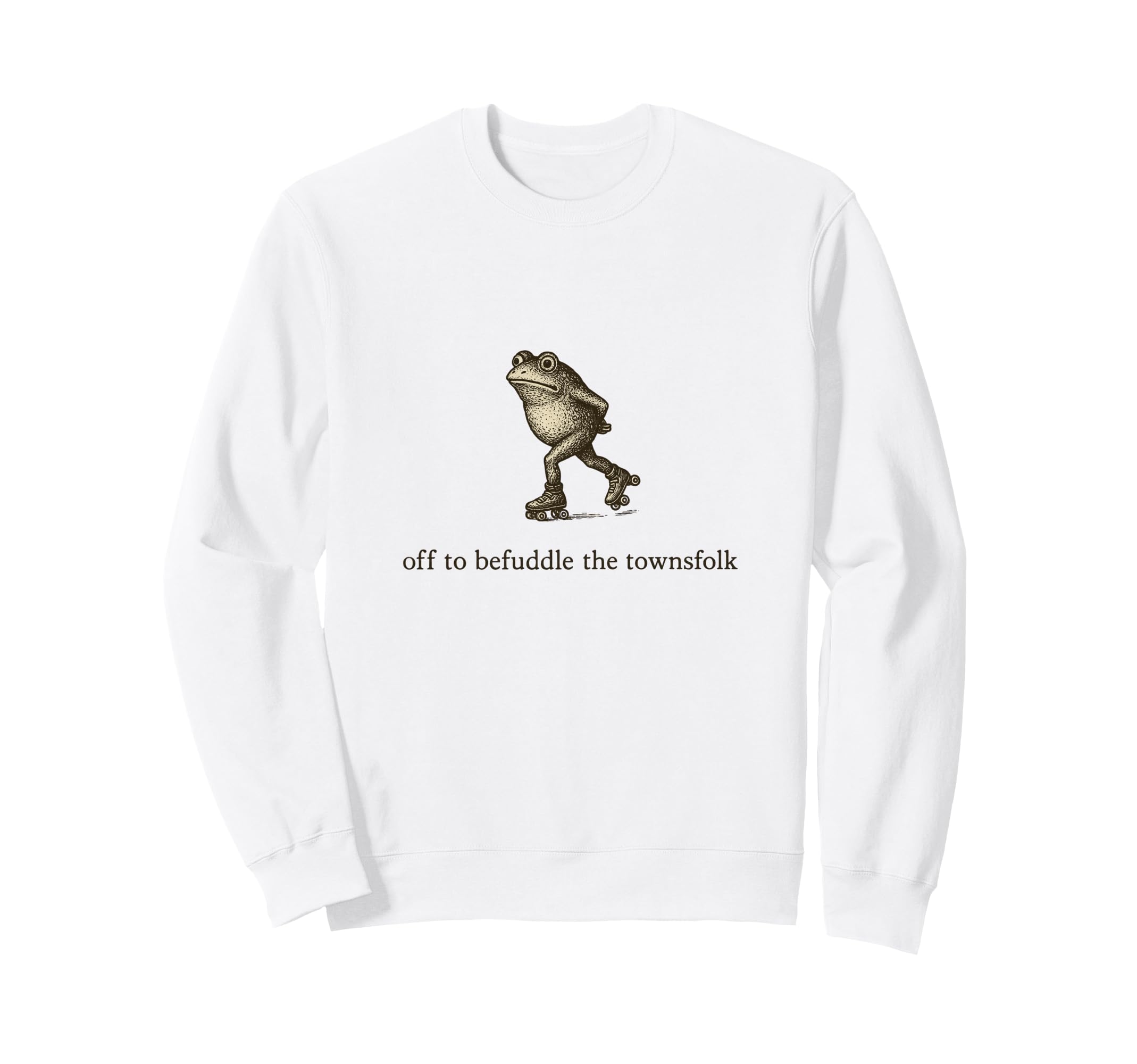Roller Skating Frog Off To Befuddle Sweatshirt - Aesthetic Graphic Unisex - T-Shirt, Sweatshirt, Hoodie