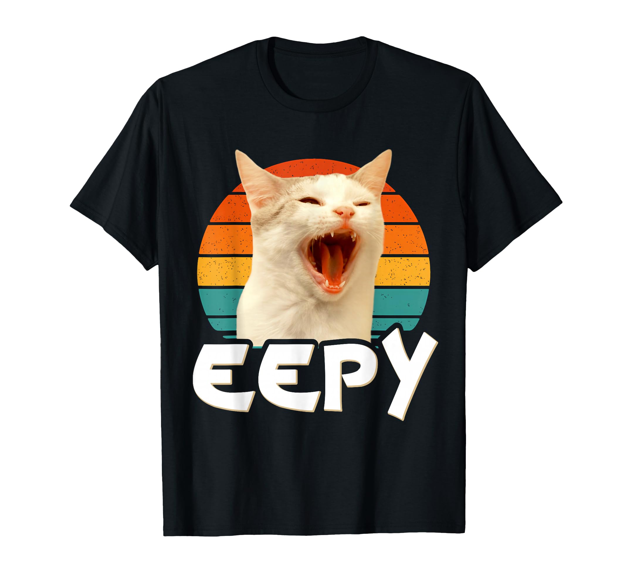 Eepy Cat Meme Sunset Aesthetic T-Shirt - Minimalist Print for Adults - T-Shirt, Sweatshirt, Hoodie