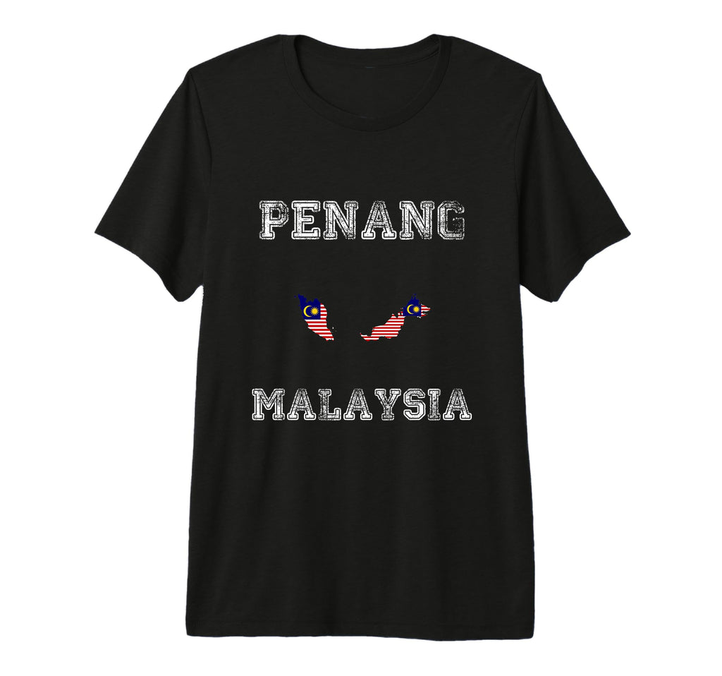 Penang Malaysia Distressed Malaysia Flag T-Shirt - Custom Art Print Unisex - T-Shirt, Sweatshirt, Hoodie