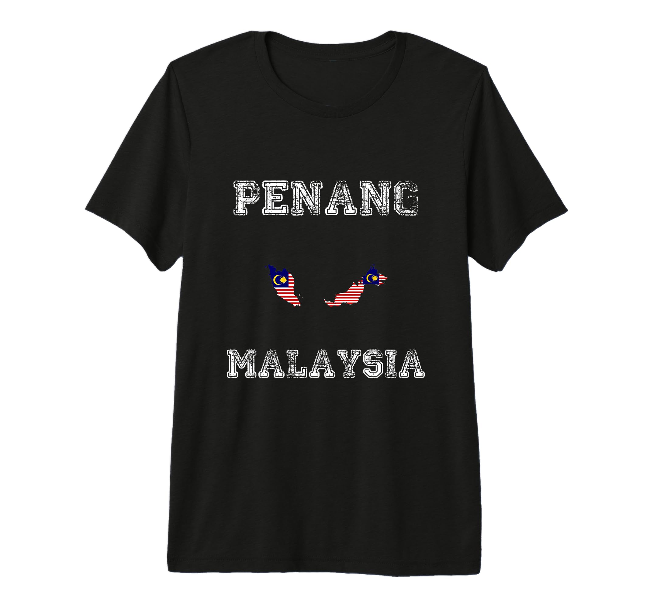 Penang Malaysia Distressed Malaysia Flag T-Shirt - Custom Art Print Unisex - T-Shirt, Sweatshirt, Hoodie