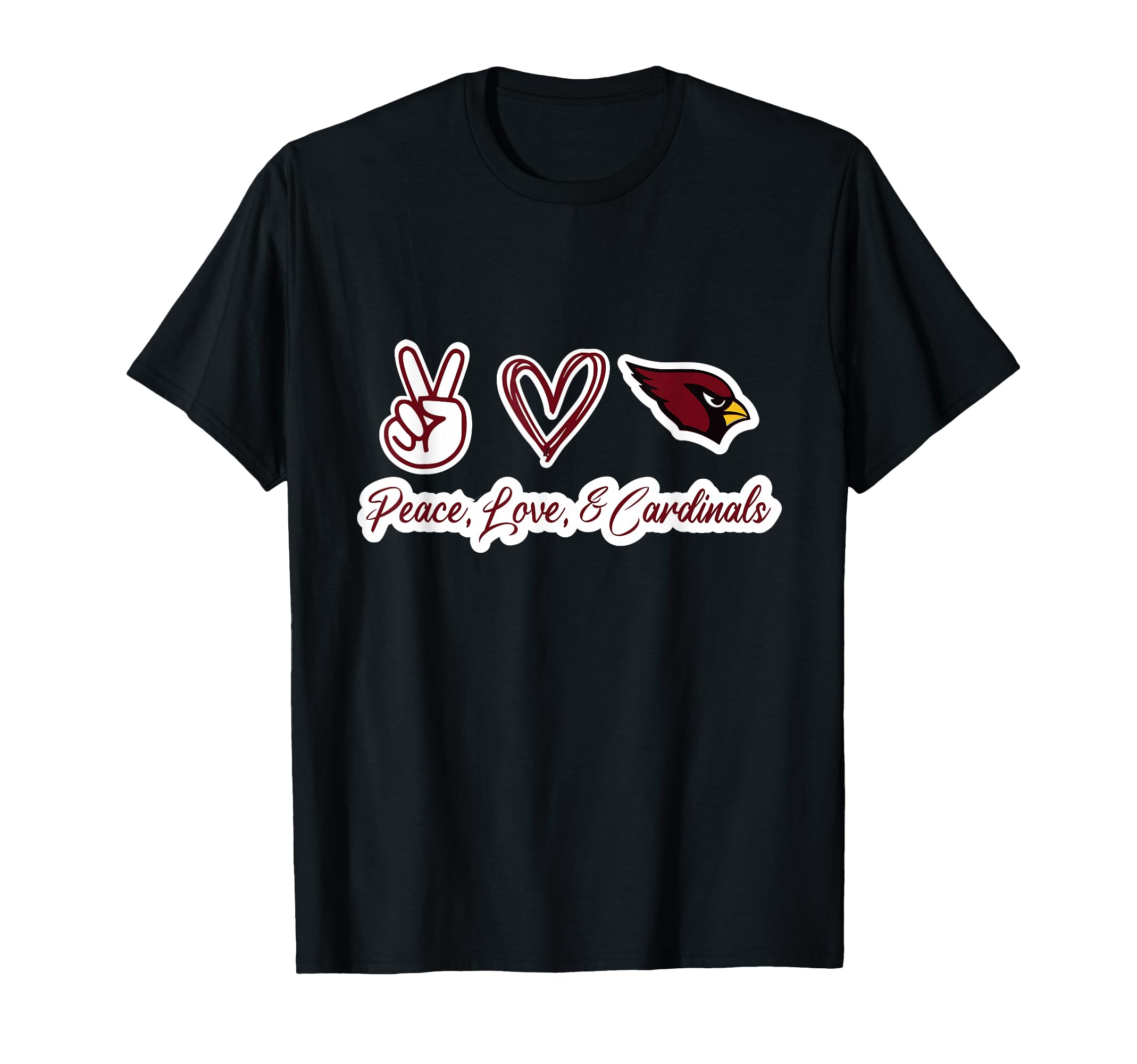 Peace Love Cardinals T-Shirt - Fun Novelty Design for Adults - T-Shirt, Sweatshirt, Hoodie