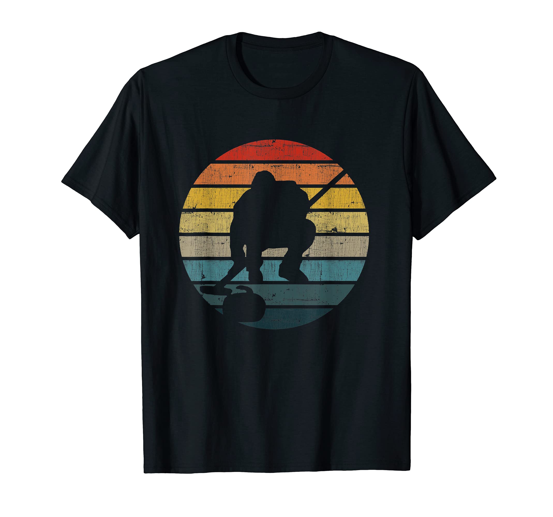 Curling Silhouette Distressed Sunset T-Shirt - Trendy Graphic for Adults - T-Shirt, Sweatshirt, Hoodie