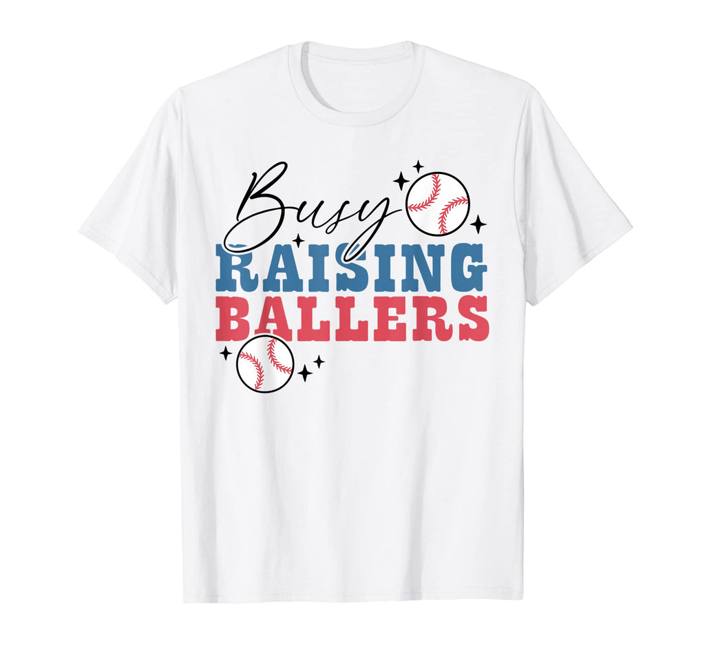 Busy Raising Ballers Groovy Baseball T-Shirt - Unique Graphic Men Women - T-Shirt, Sweatshirt, Hoodie
