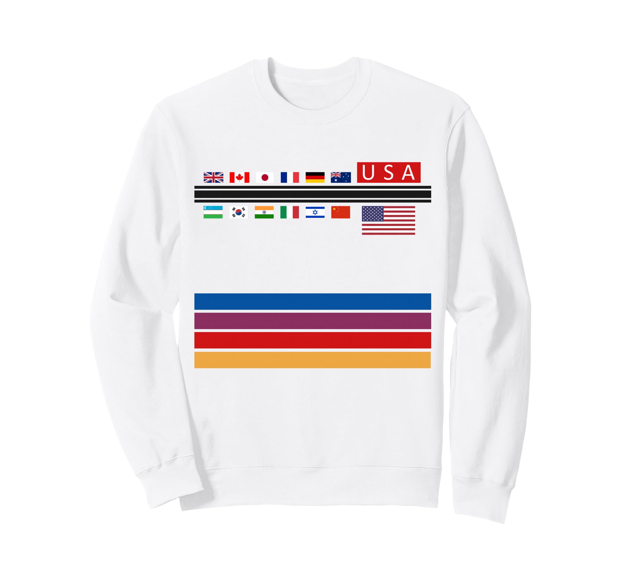 70S Sunset International Flags Usa Sweatshirt - Graphic Print Men Women - T-Shirt, Sweatshirt, Hoodie