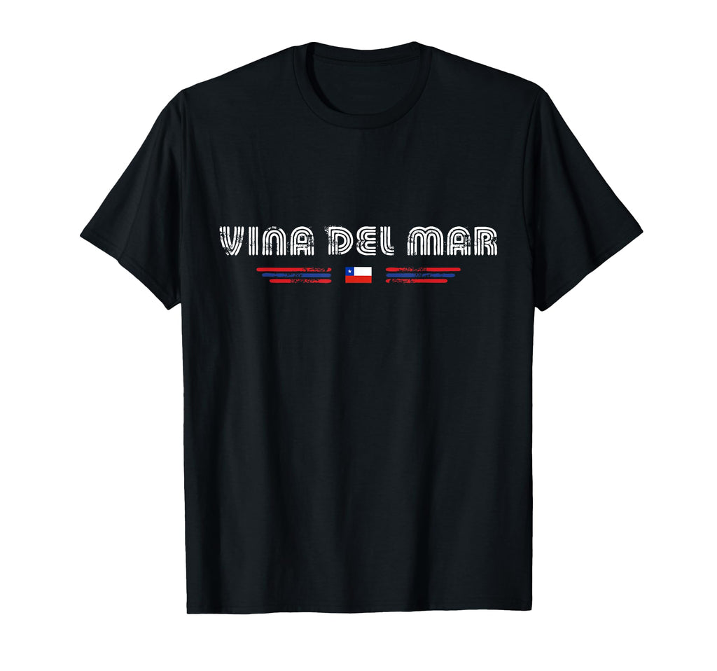 Vina Del Mar Chile 70S 80S Type Flag T-Shirt - Minimalist Print Men Women - T-Shirt, Sweatshirt, Hoodie