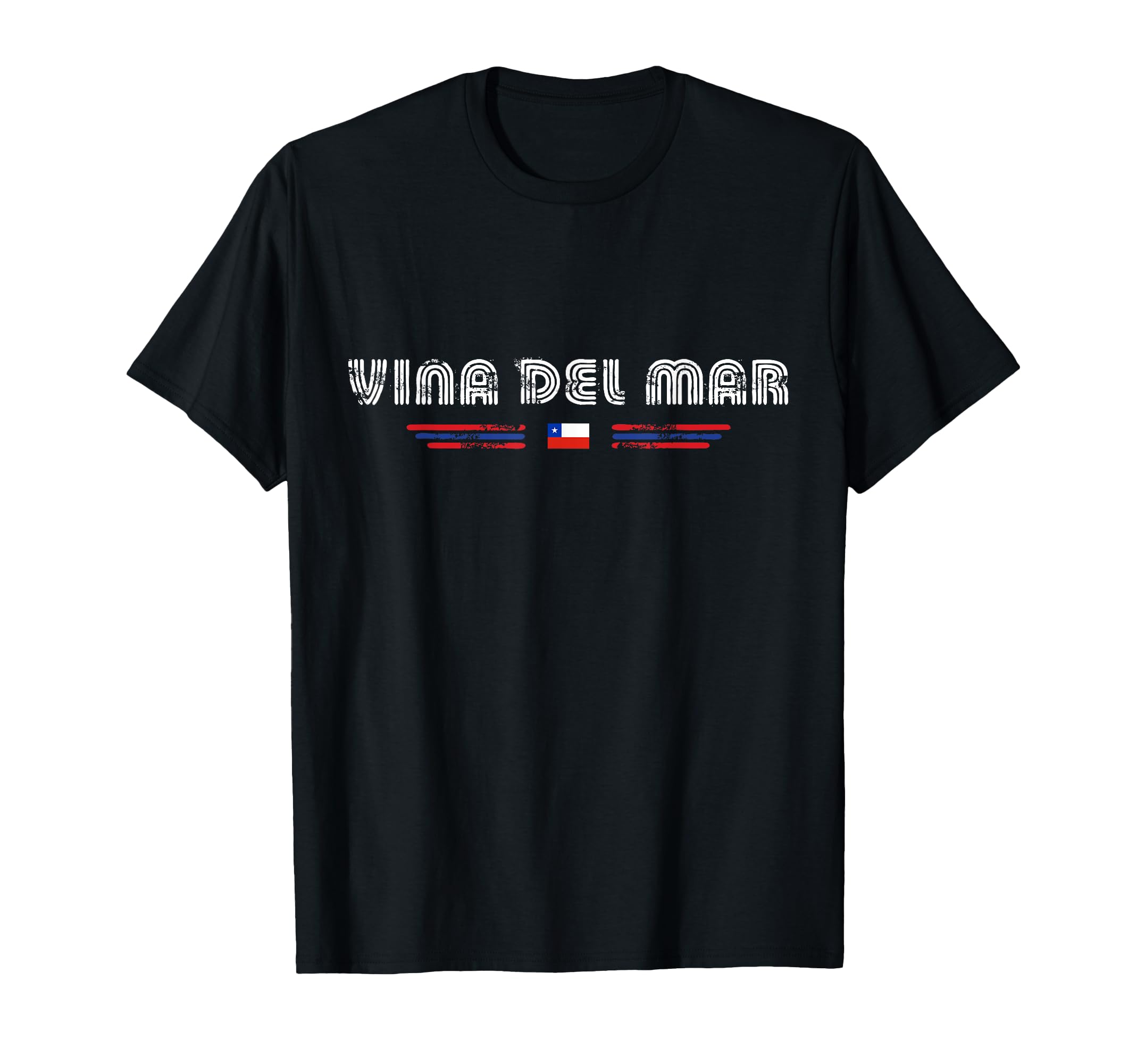 Vina Del Mar Chile 70S 80S Type Flag T-Shirt - Minimalist Print Men Women - T-Shirt, Sweatshirt, Hoodie