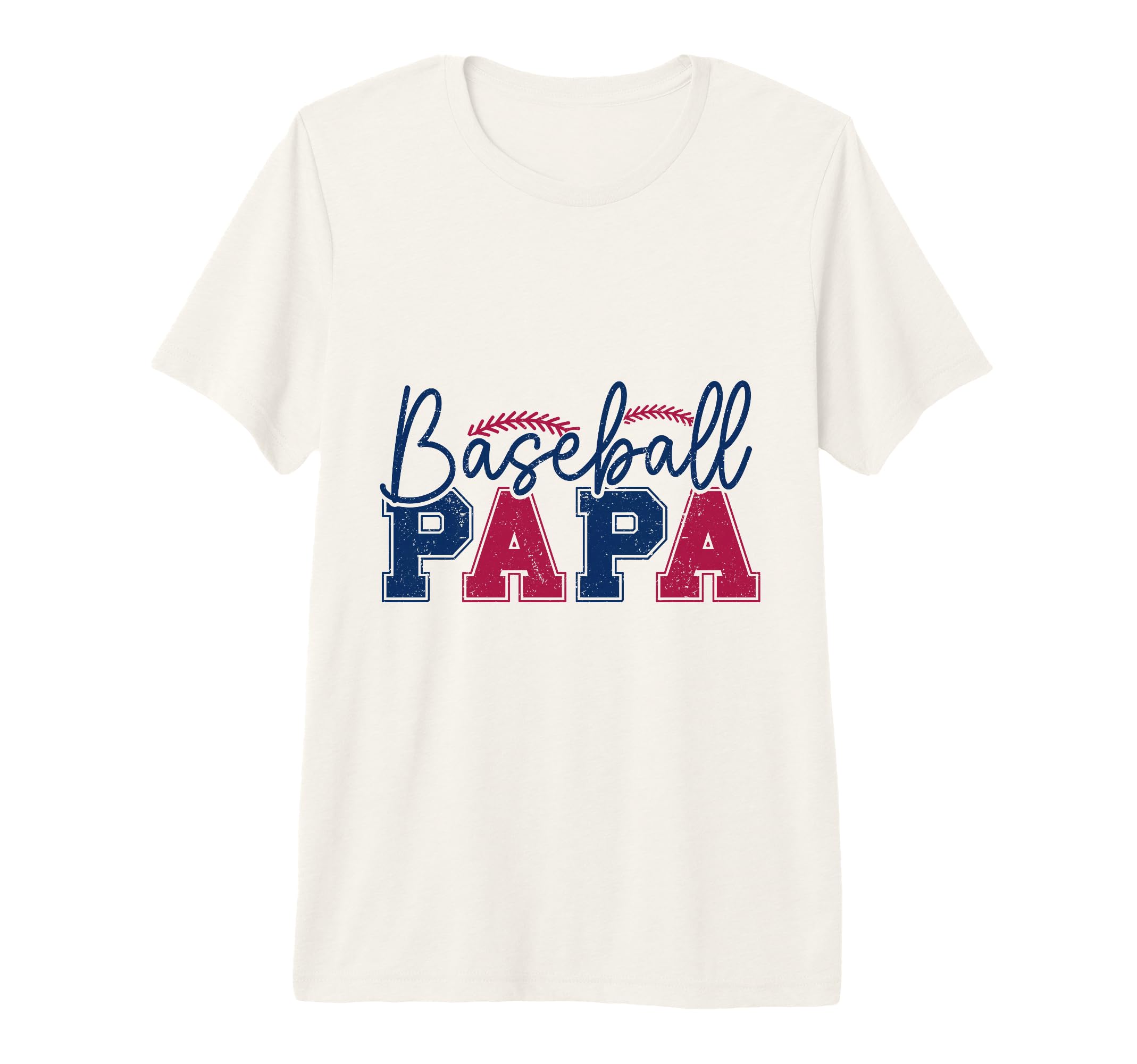 Baseball Papa Red Blue Varsity Letter T-Shirt - Custom Art Print Unisex - T-Shirt, Sweatshirt, Hoodie