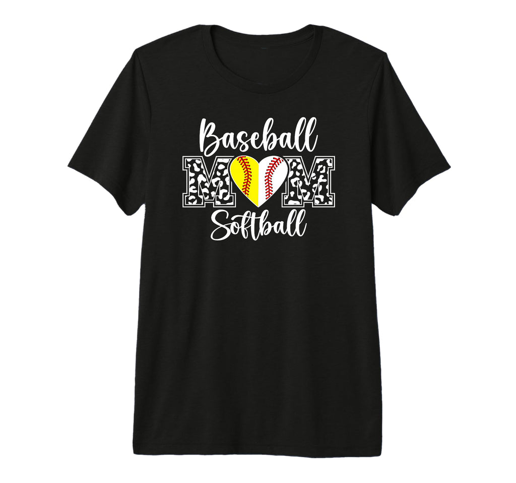 Baseball Softball Mom Leopard Softball T-Shirt - Graphic Print for Adults - T-Shirt, Sweatshirt, Hoodie
