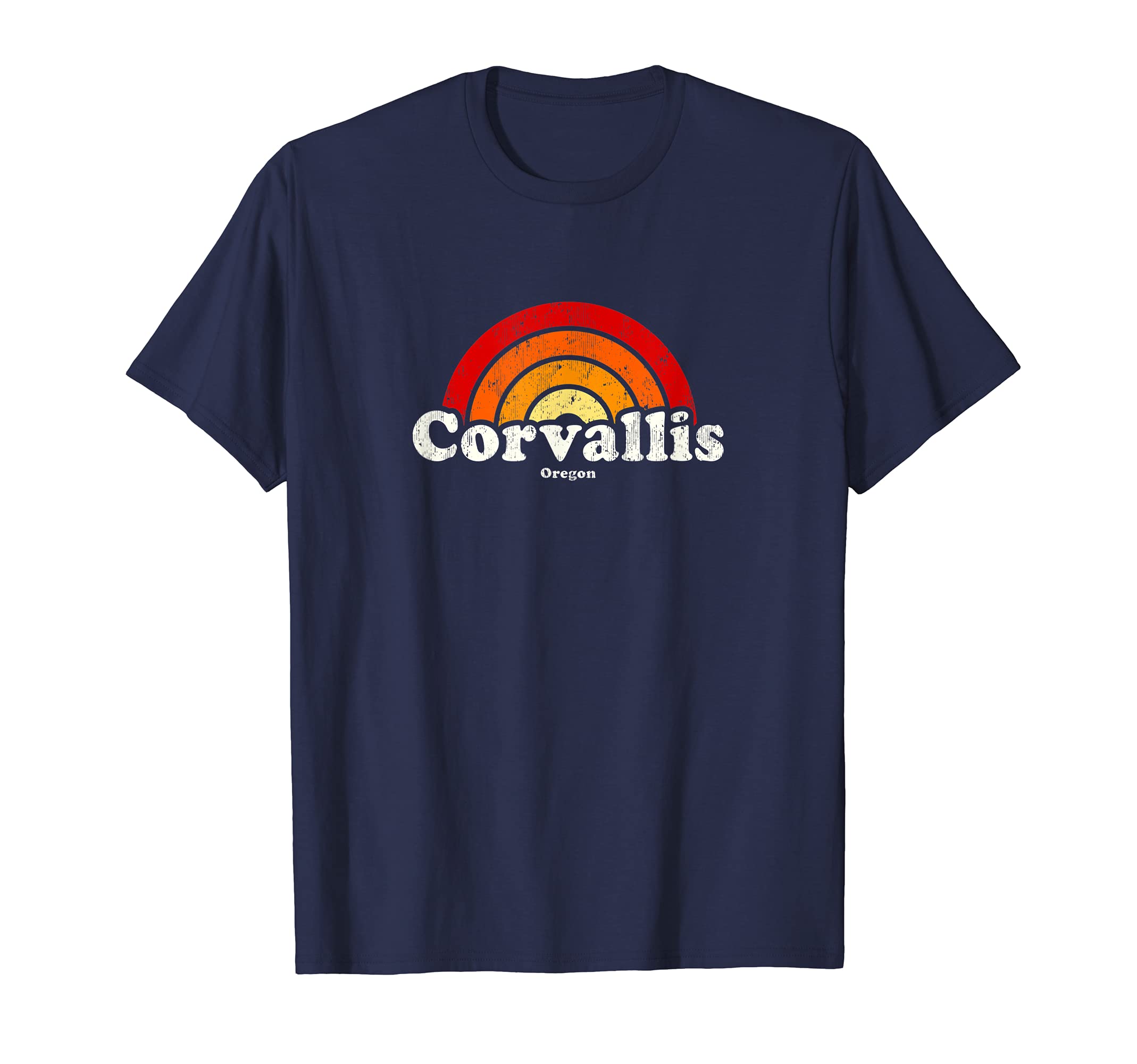 Corvallis Oregon Or 70S Rainbow T-Shirt - Minimalist Print Unisex - T-Shirt, Sweatshirt, Hoodie