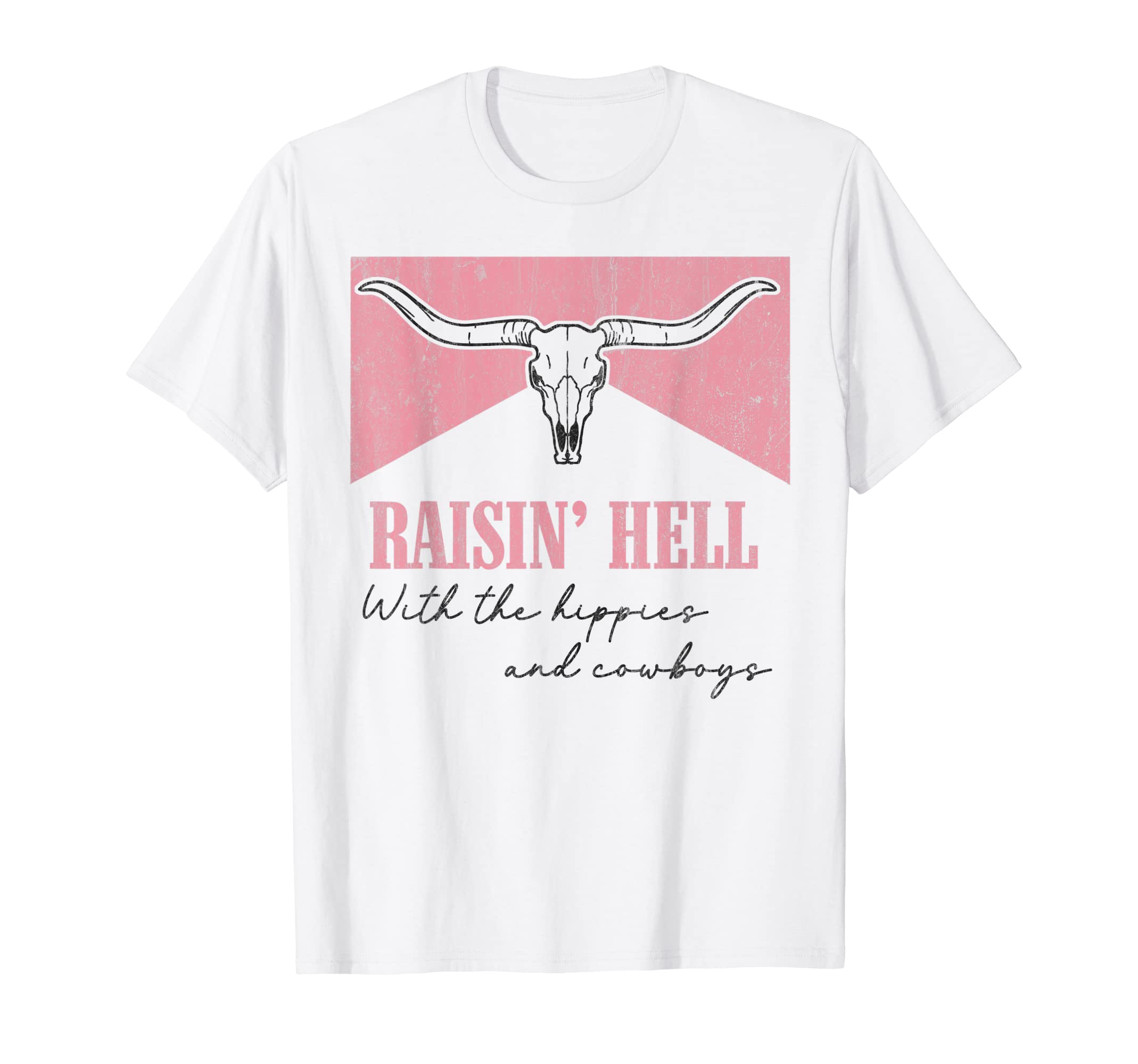 Raisin Hell Hippies And Cowboys Bull T-Shirt - Custom Art Print for Adults - T-Shirt, Sweatshirt, Hoodie