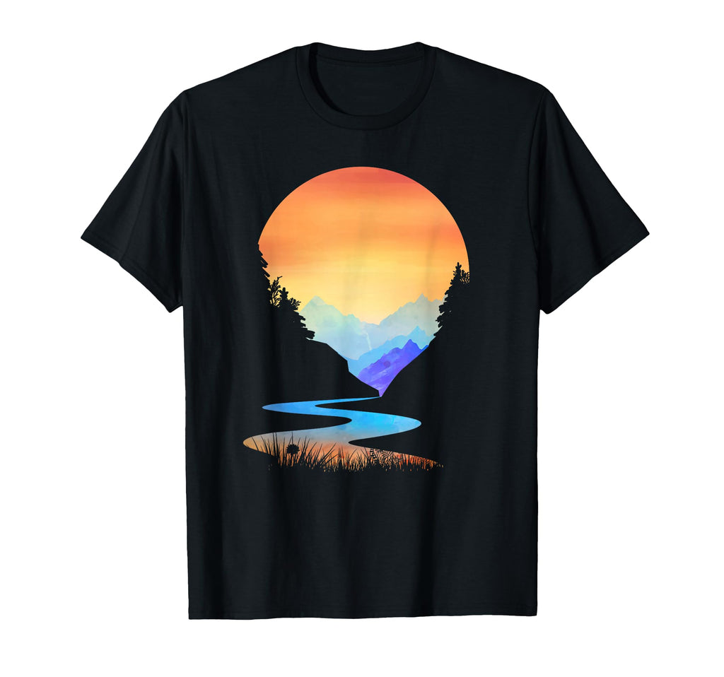 Outdoor Sunset Mountains Sun Nature T-Shirt - Minimalist Print Men Women - T-Shirt, Sweatshirt, Hoodie