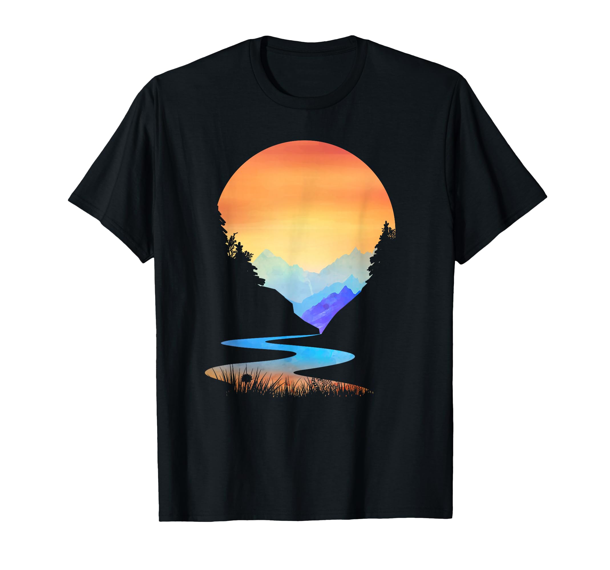 Outdoor Sunset Mountains Sun Nature T-Shirt - Minimalist Print Men Women - T-Shirt, Sweatshirt, Hoodie
