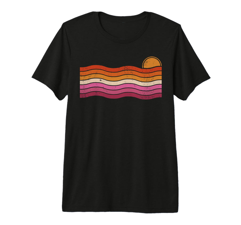 Subtle Lesbian Pride Flag Sunset T-Shirt - Minimalist Print Men Women - T-Shirt, Sweatshirt, Hoodie