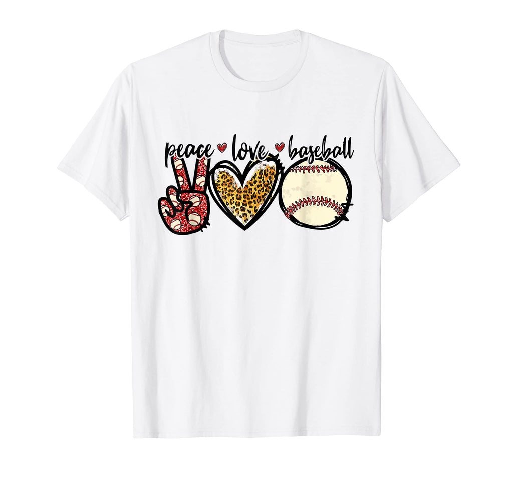Peace Love Baseball Mom Leopard T-Shirt - Minimalist Print for Adults - T-Shirt, Sweatshirt, Hoodie