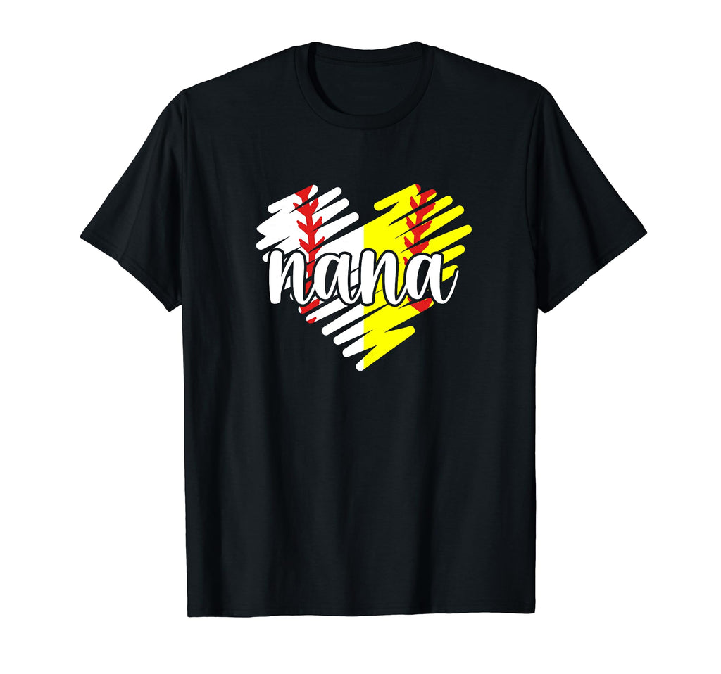 Baseball Softball Nana Heart Softball T-Shirt - Novelty Apparel Men Women - T-Shirt, Sweatshirt, Hoodie