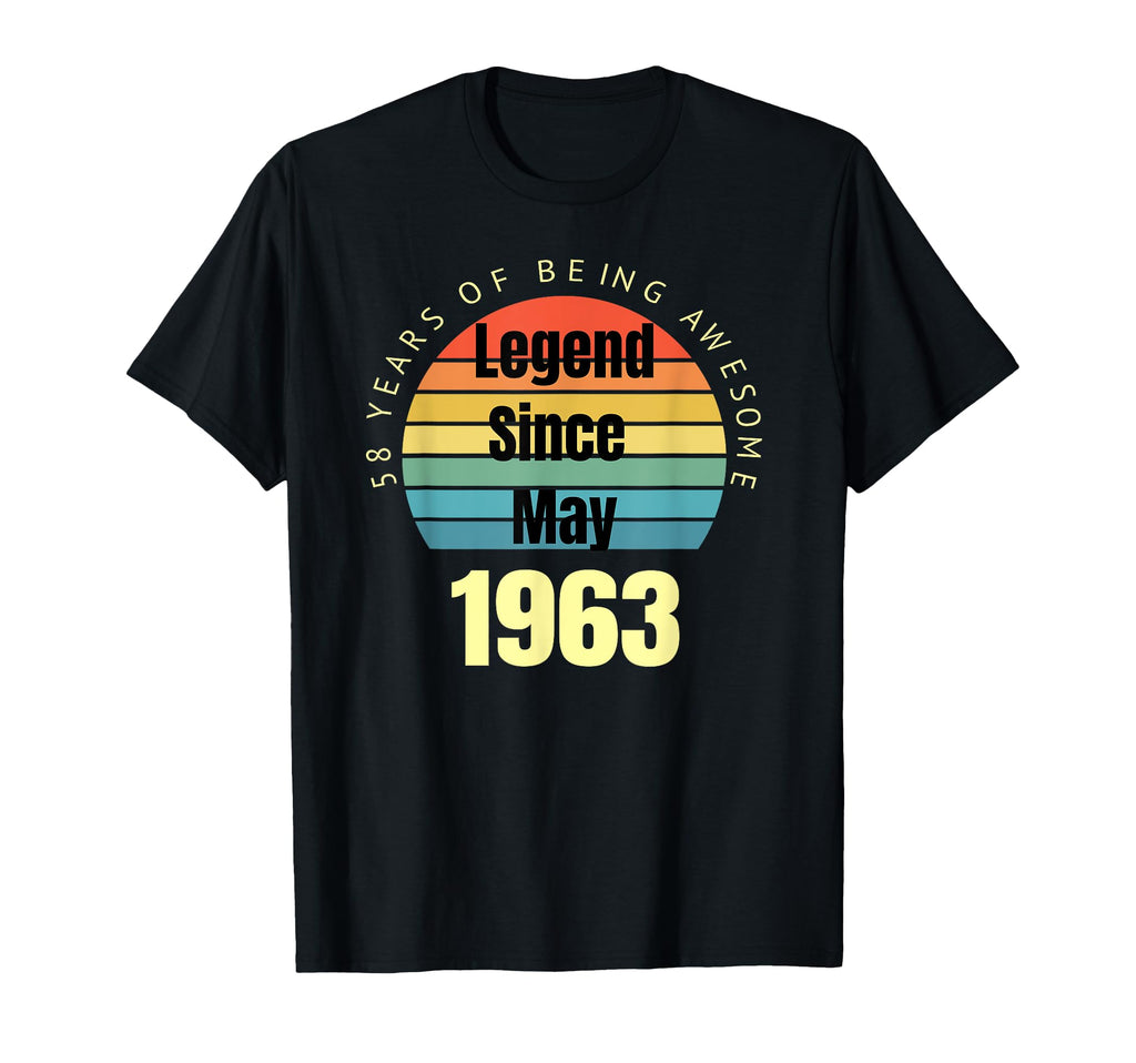 58Th Birthday Legend Since May 1963 Sunset T-Shirt - Graphic Print Unisex - T-Shirt, Sweatshirt, Hoodie