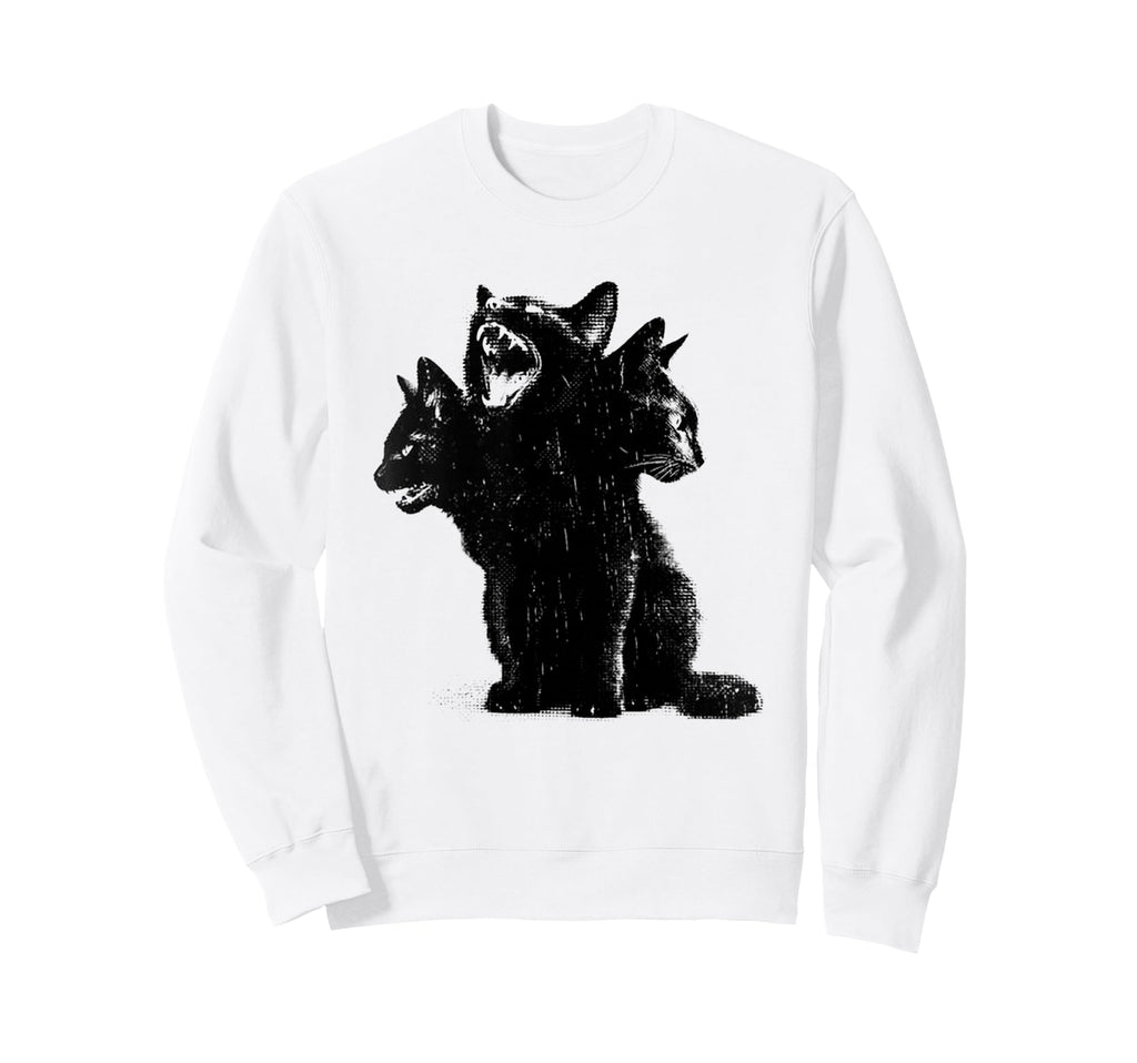 3 Headed Cat Grunge Alt 90S Goth Sweatshirt - Unique Graphic for Adults - T-Shirt, Sweatshirt, Hoodie