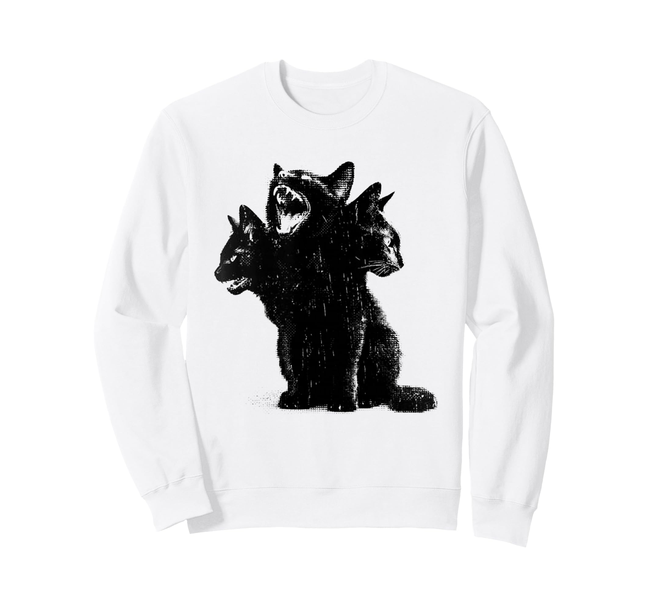 3 Headed Cat Grunge Alt 90S Goth Sweatshirt - Unique Graphic for Adults - T-Shirt, Sweatshirt, Hoodie