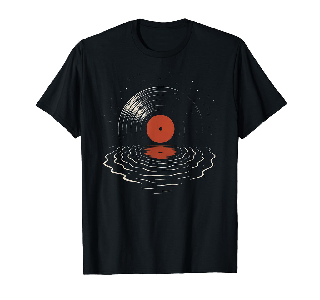 Vinyl Record Sunset Music Ocean T-Shirt - Custom Art Print Men Women - T-Shirt, Sweatshirt, Hoodie