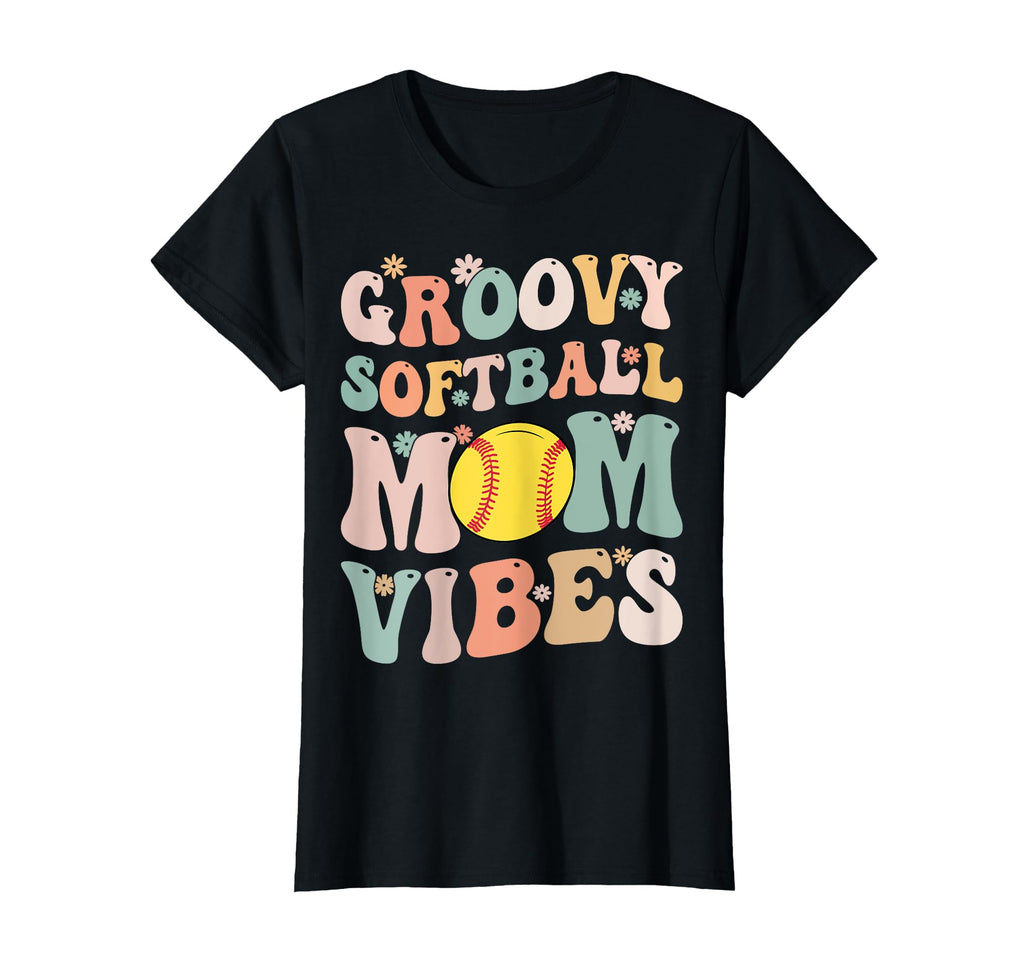 Groovy Softball Mom Vibes Softball T-Shirt - Unique Graphic for Adults - T-Shirt, Sweatshirt, Hoodie