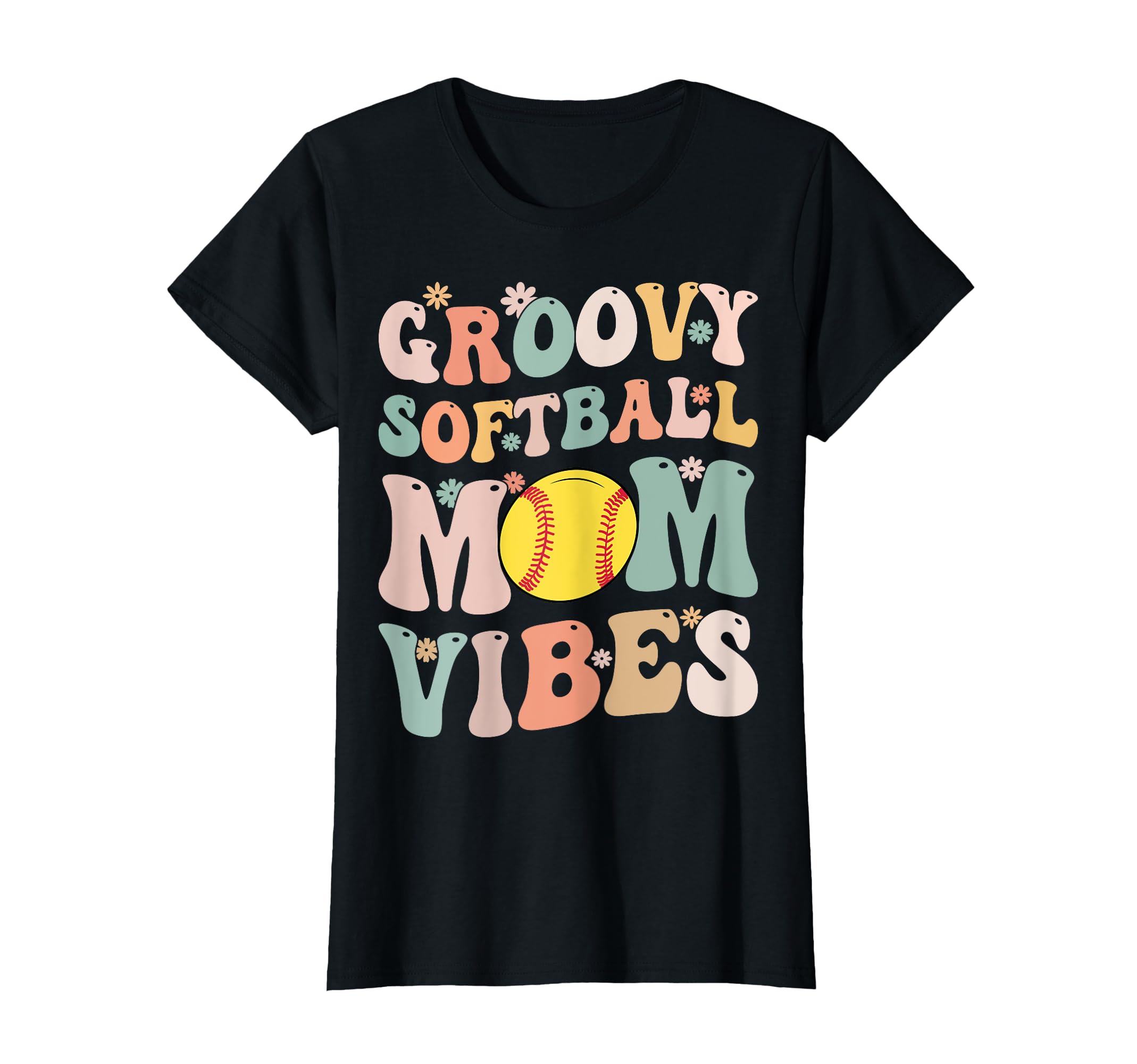 Groovy Softball Mom Vibes Softball T-Shirt - Unique Graphic for Adults - T-Shirt, Sweatshirt, Hoodie