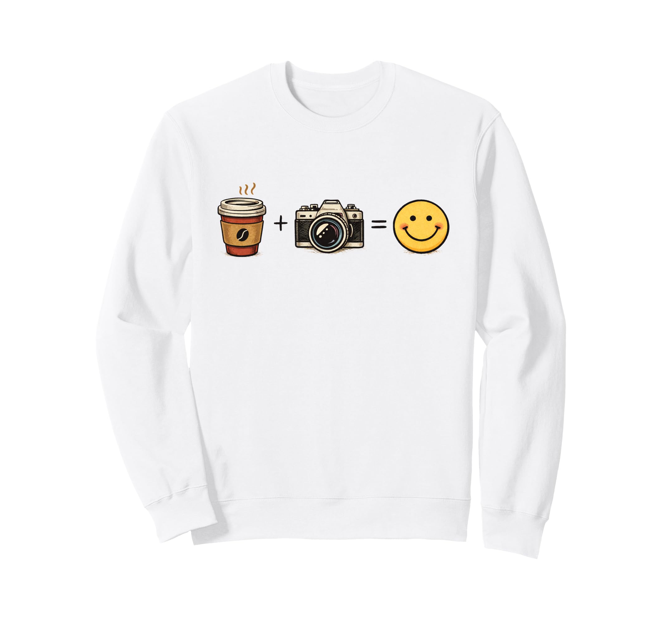 Funny Coffee Camera Happy Sweatshirt - Trendy Graphic for Adults - T-Shirt, Sweatshirt, Hoodie