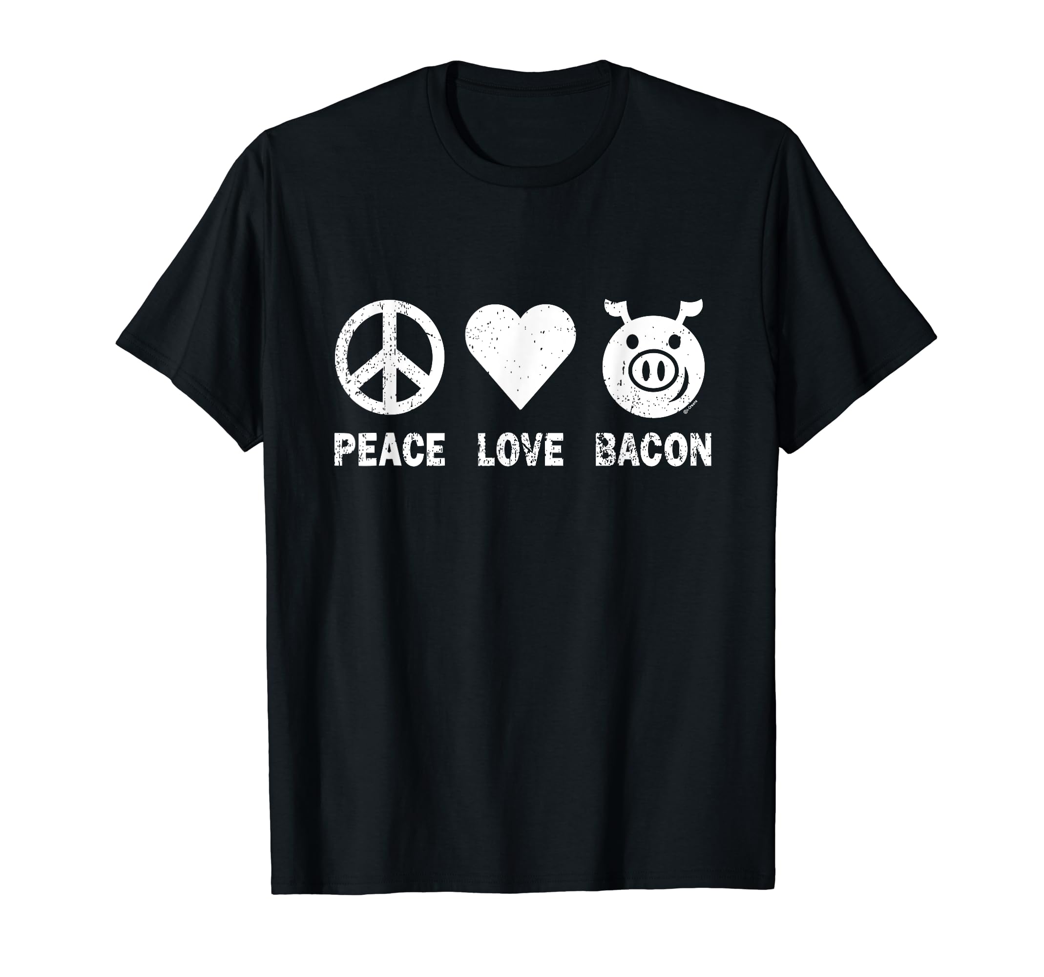 Peace Love Bacon T-Shirt - Custom Art Print Unisex - T-Shirt, Sweatshirt, Hoodie
