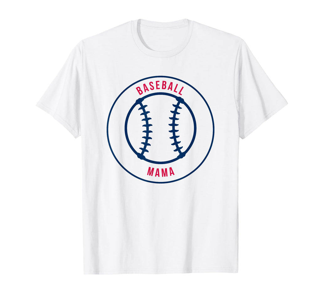 Baseball Mama Blue Red Ball Womens T-Shirt - Unique Graphic for Adults - T-Shirt, Sweatshirt, Hoodie