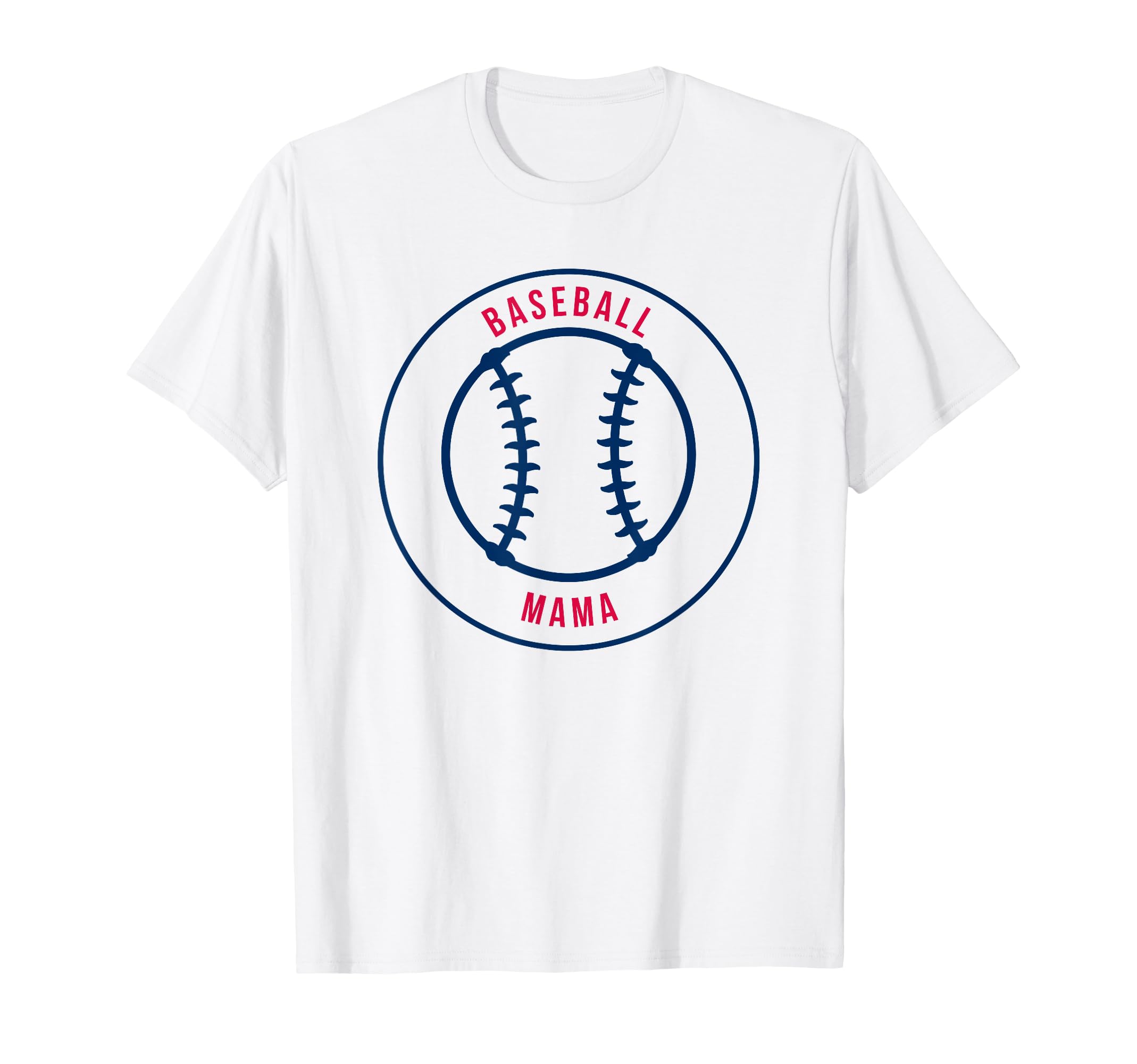 Baseball Mama Blue Red Ball Womens T-Shirt - Unique Graphic for Adults - T-Shirt, Sweatshirt, Hoodie