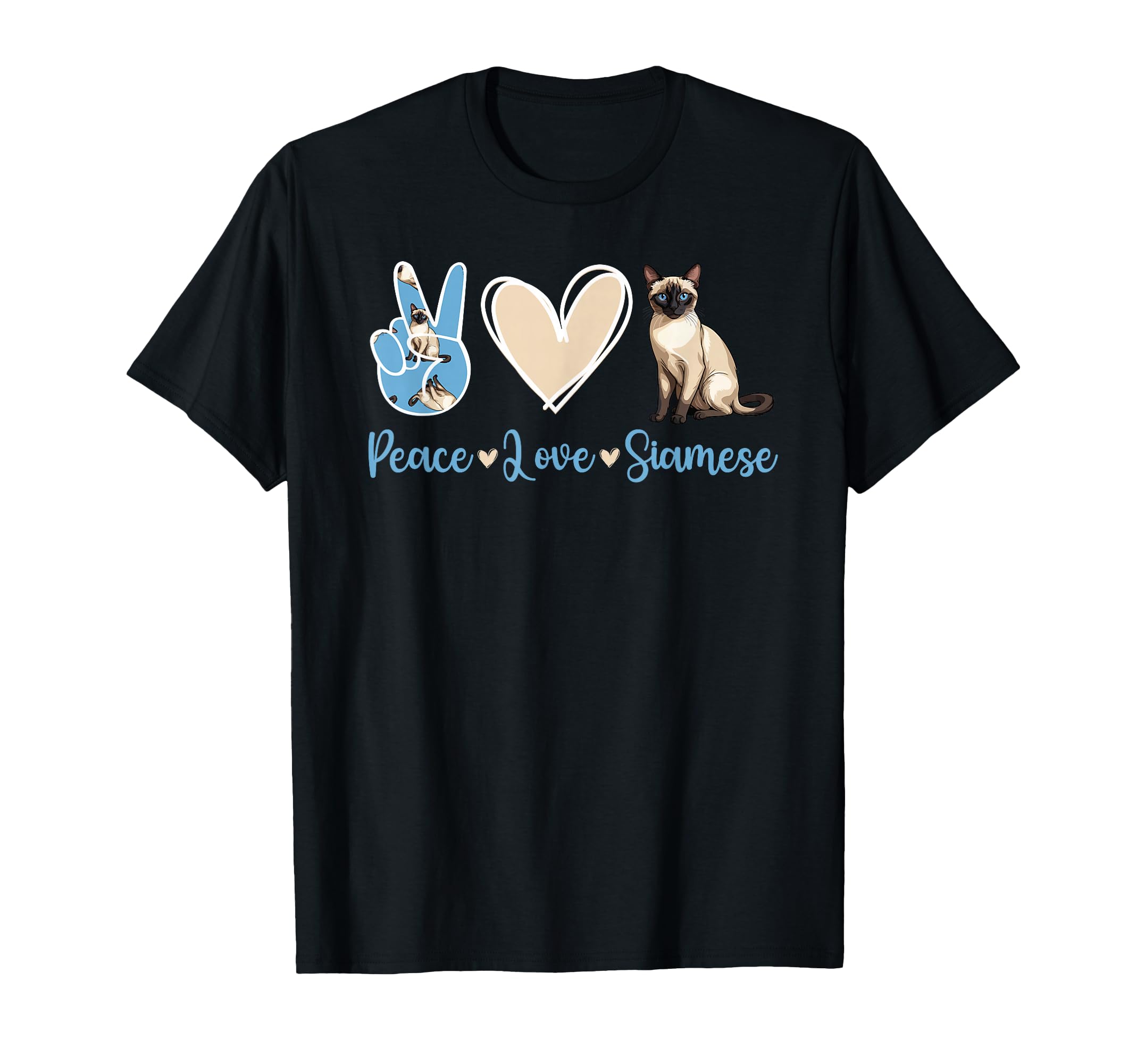 Peace Love Siamese Cat Owner Siamese T-Shirt - Custom Art Print for Adults - T-Shirt, Sweatshirt, Hoodie