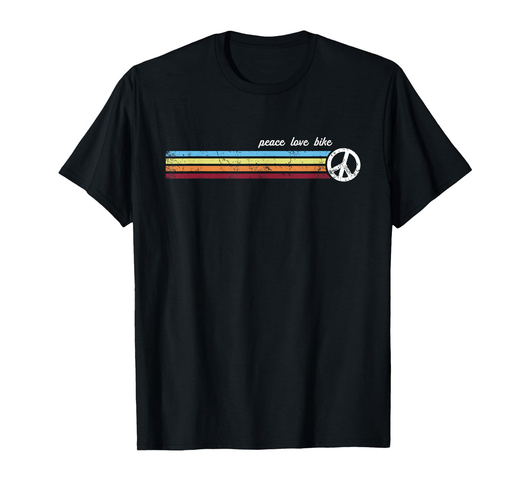 Stripes Peace Love Bike T-Shirt - Custom Art Print Men Women - T-Shirt, Sweatshirt, Hoodie