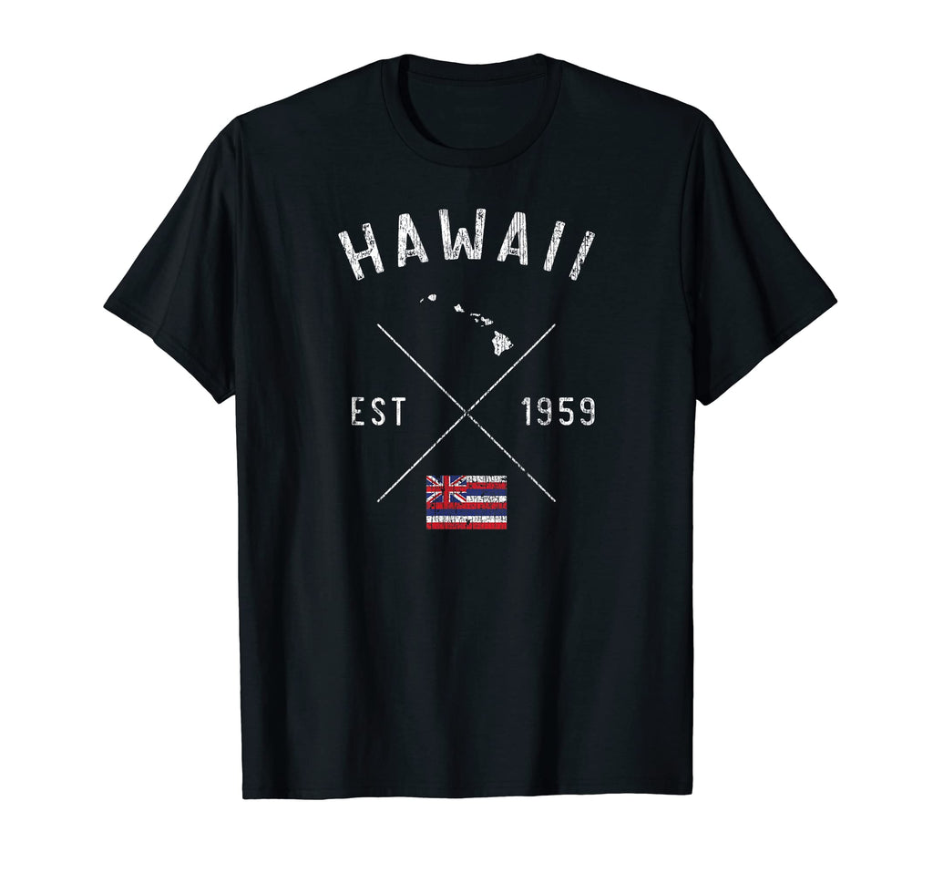 Hawaii State Flag And Year Distressed T-Shirt - Custom Art Print for Adults - T-Shirt, Sweatshirt, Hoodie