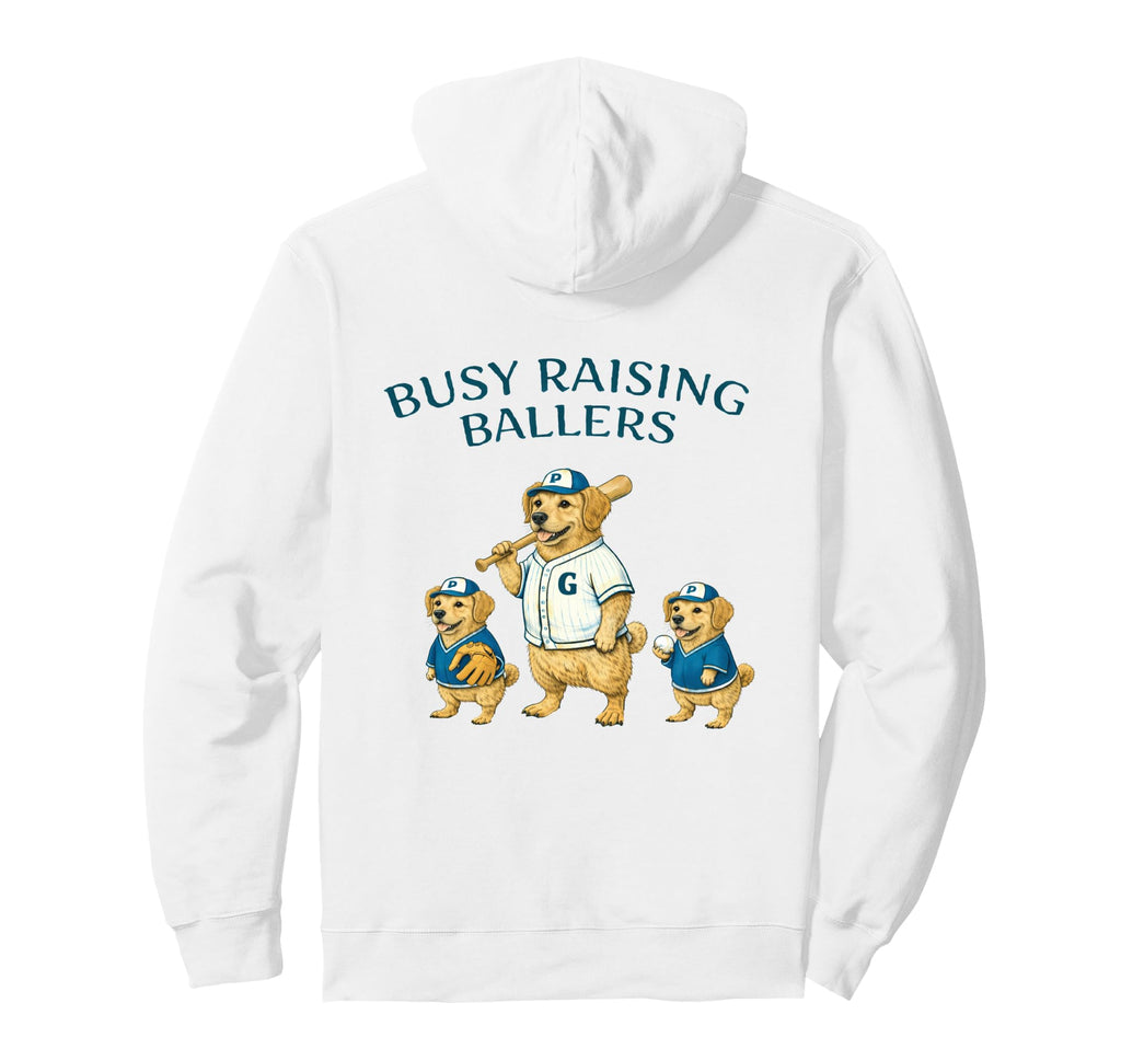 Busy Raising Baller Baseball Softball Hoodie - Minimalist Print Men Women - T-Shirt, Sweatshirt, Hoodie