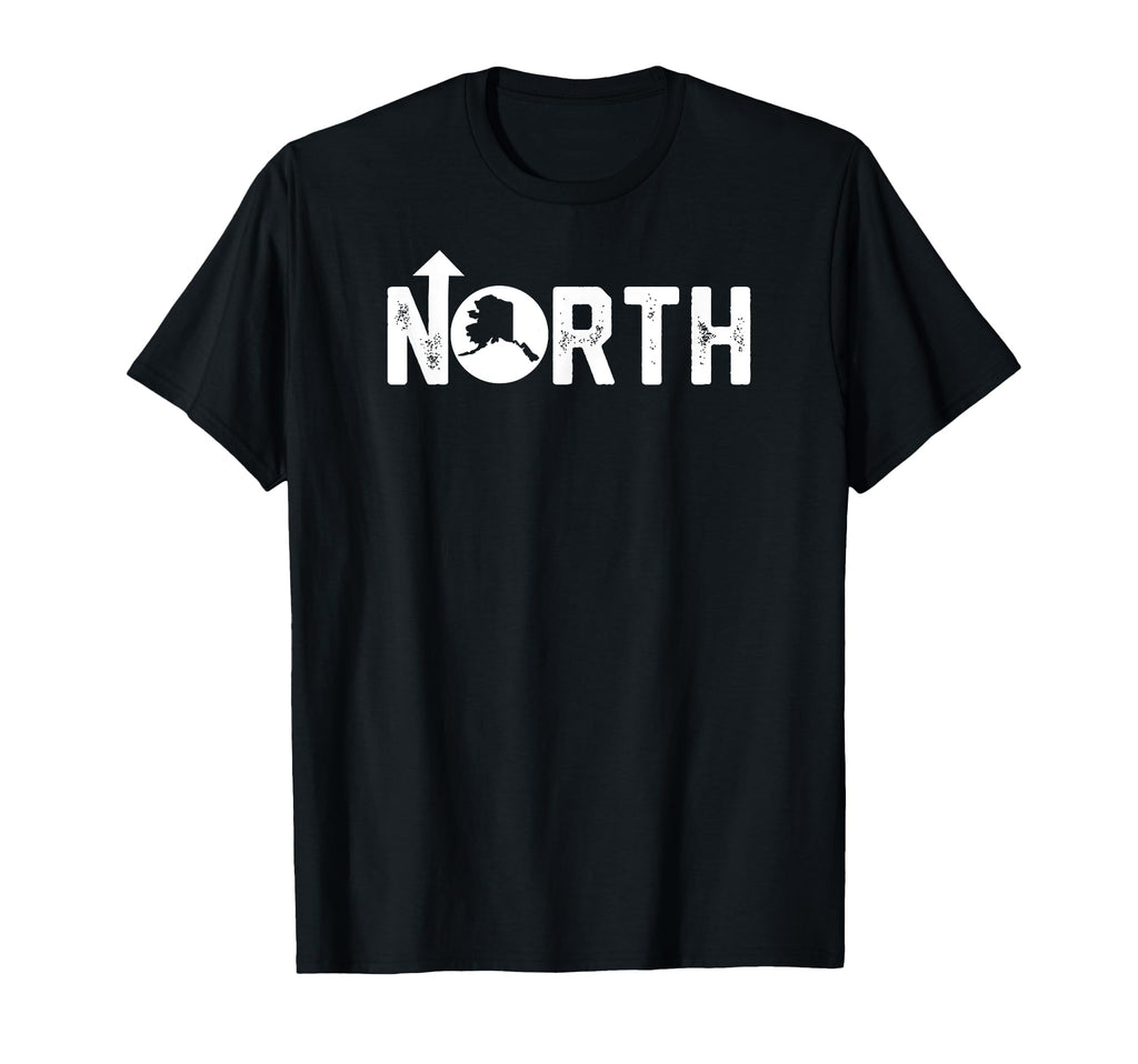 Up North Alaska Distressed Text State Map T-Shirt - Unique Graphic Unisex - T-Shirt, Sweatshirt, Hoodie