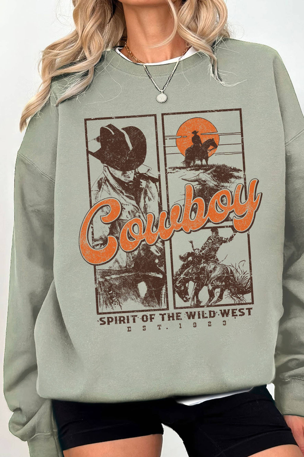 Cowboy Spirit Wild West Graphic Brushed - Adult & Kids T-Shirts, Sweatshirts & Hoodies apparel design preview 1