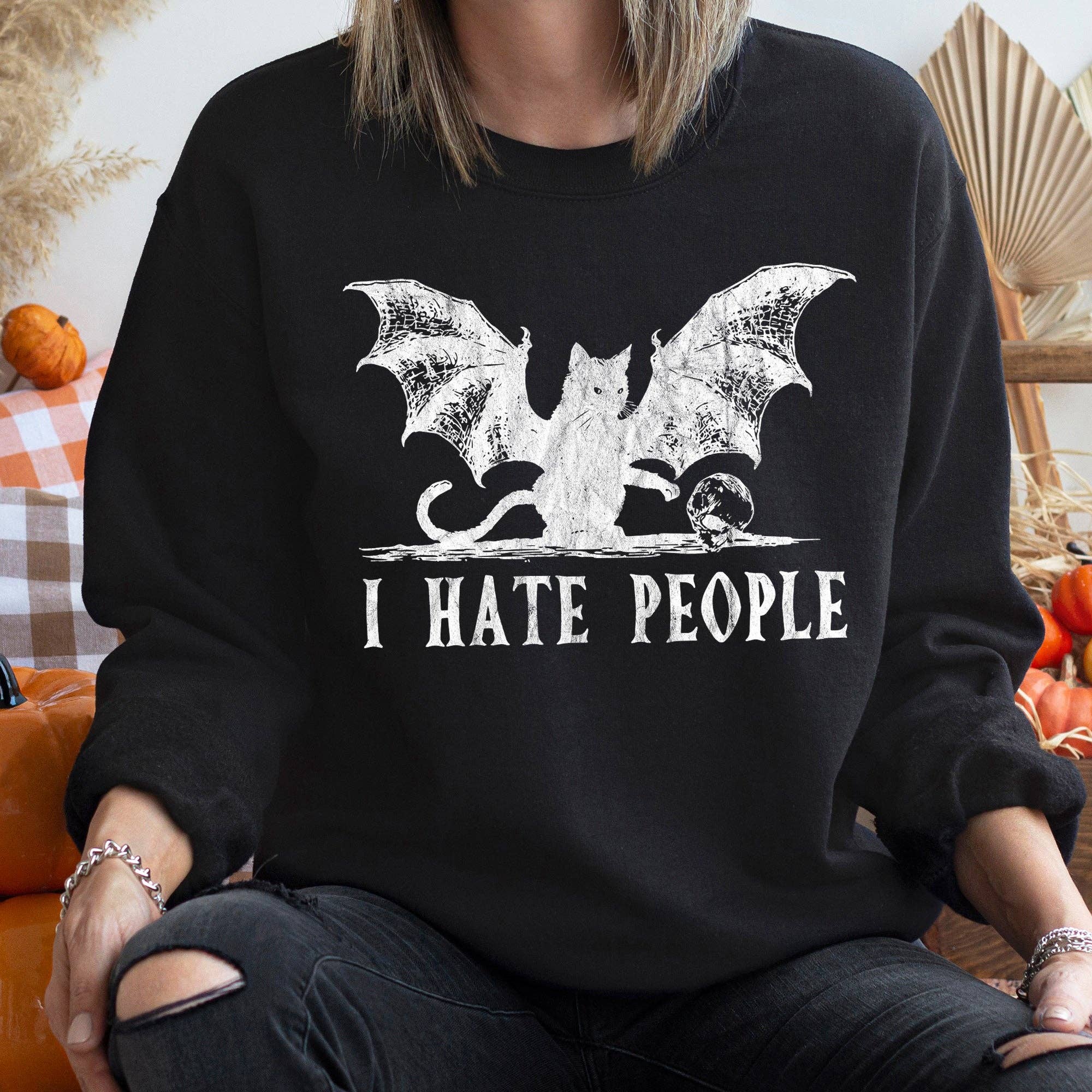 I Hate People Vintage Halloween - Adult & Kids T-Shirts, Sweatshirts & Hoodies apparel design preview 1
