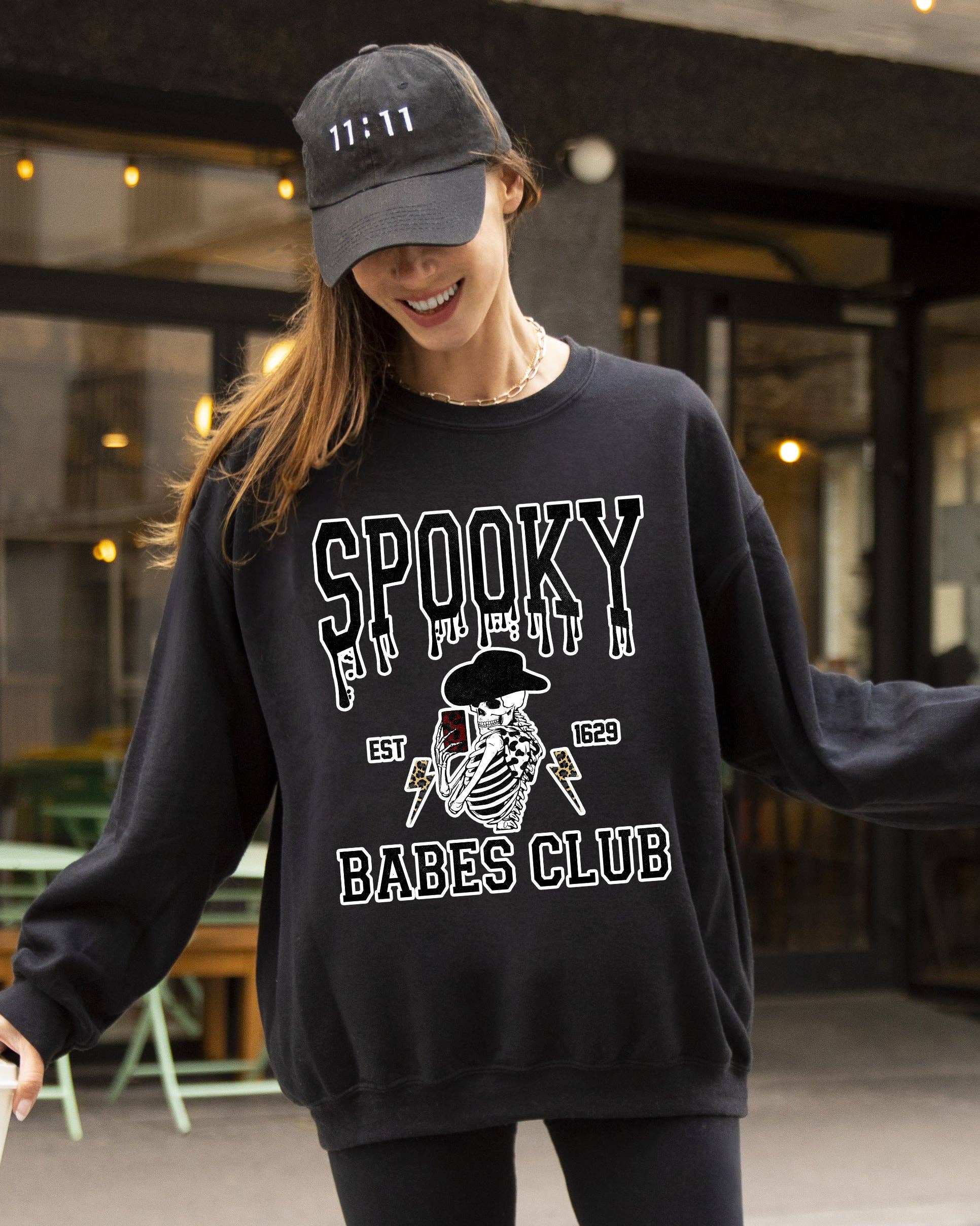 Spooky Babes Club, Ghost, Skeleton Halloween - Adult & Kids T-Shirts, Sweatshirts & Hoodies apparel design preview 1