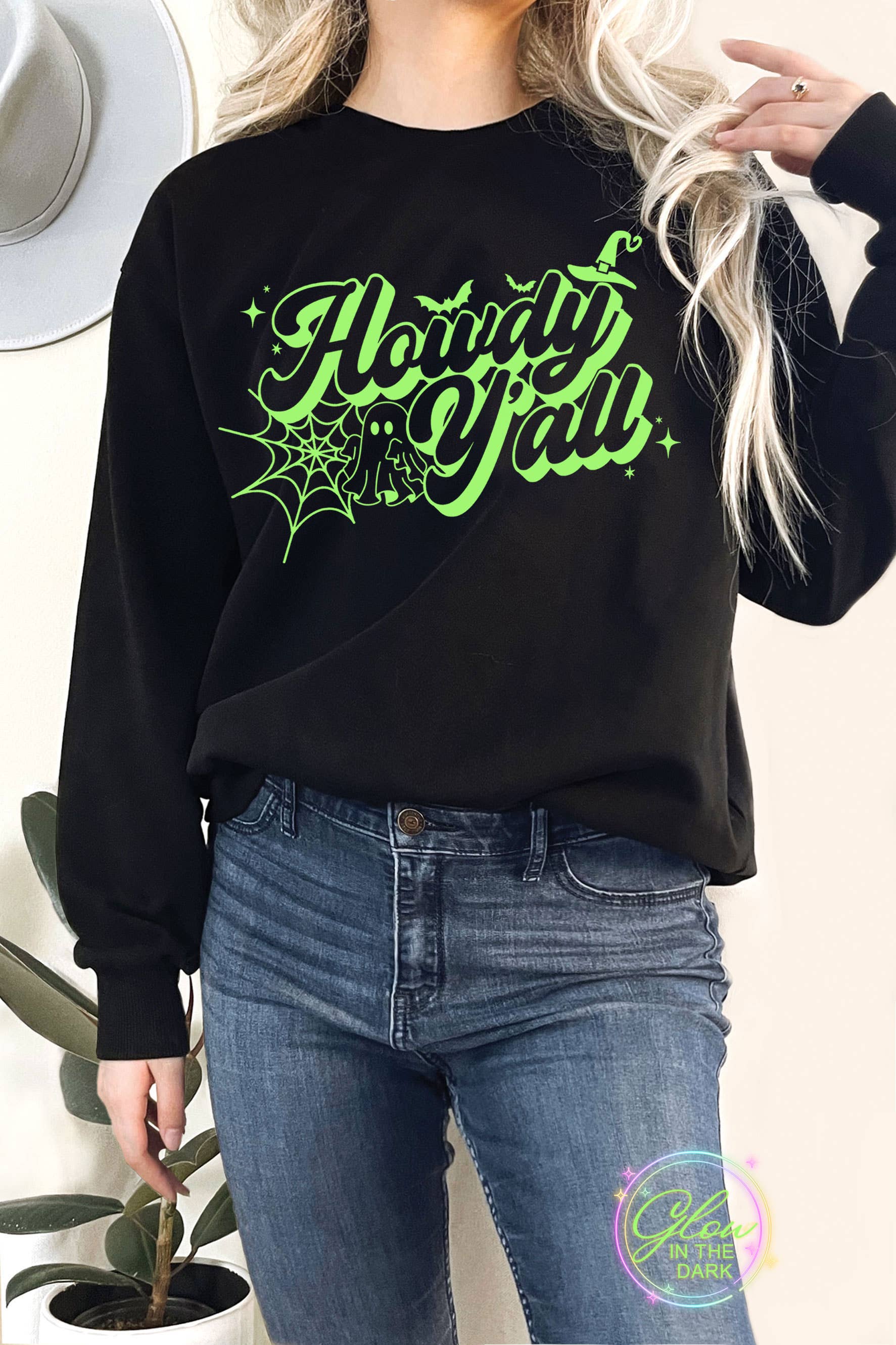 Halloween Howdy Y'all Glow in the Dark Terry - Adult & Kids T-Shirts, Sweatshirts & Hoodies apparel design preview 1
