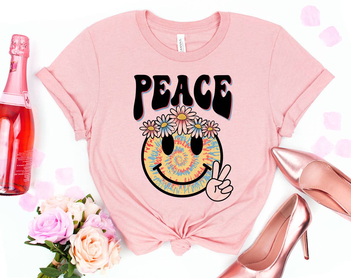 Peace Summer Flower Beach Smiley Face Retro - Adult & Kids T-Shirts, Sweatshirts & Hoodies apparel design preview 1