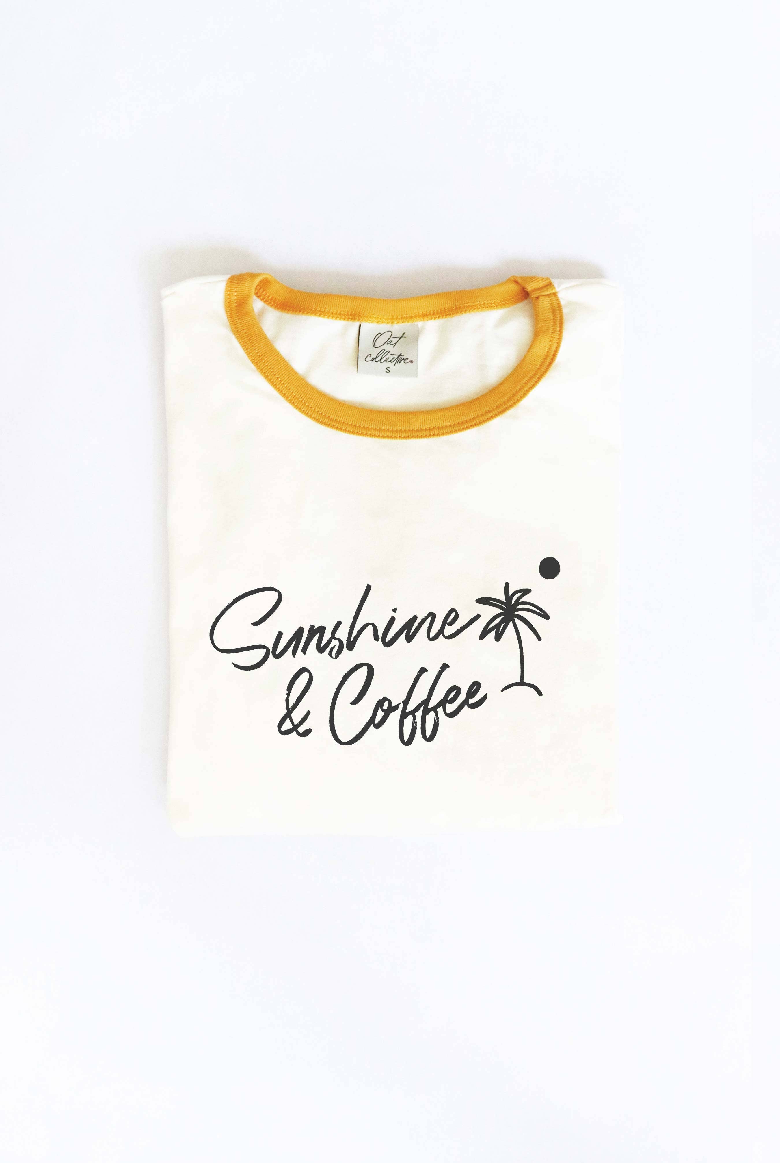 Sunshine and Coffee Ringer Graphic - Adult & Kids T-Shirts, Sweatshirts & Hoodies apparel design preview 1