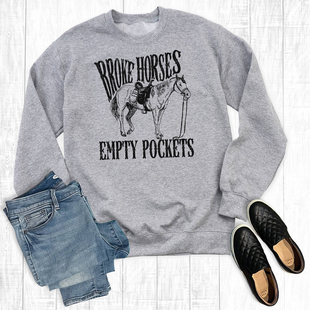 Western Broke Horses Empty Pockets - Adult & Kids T-Shirts, Sweatshirts & Hoodies apparel design preview 1