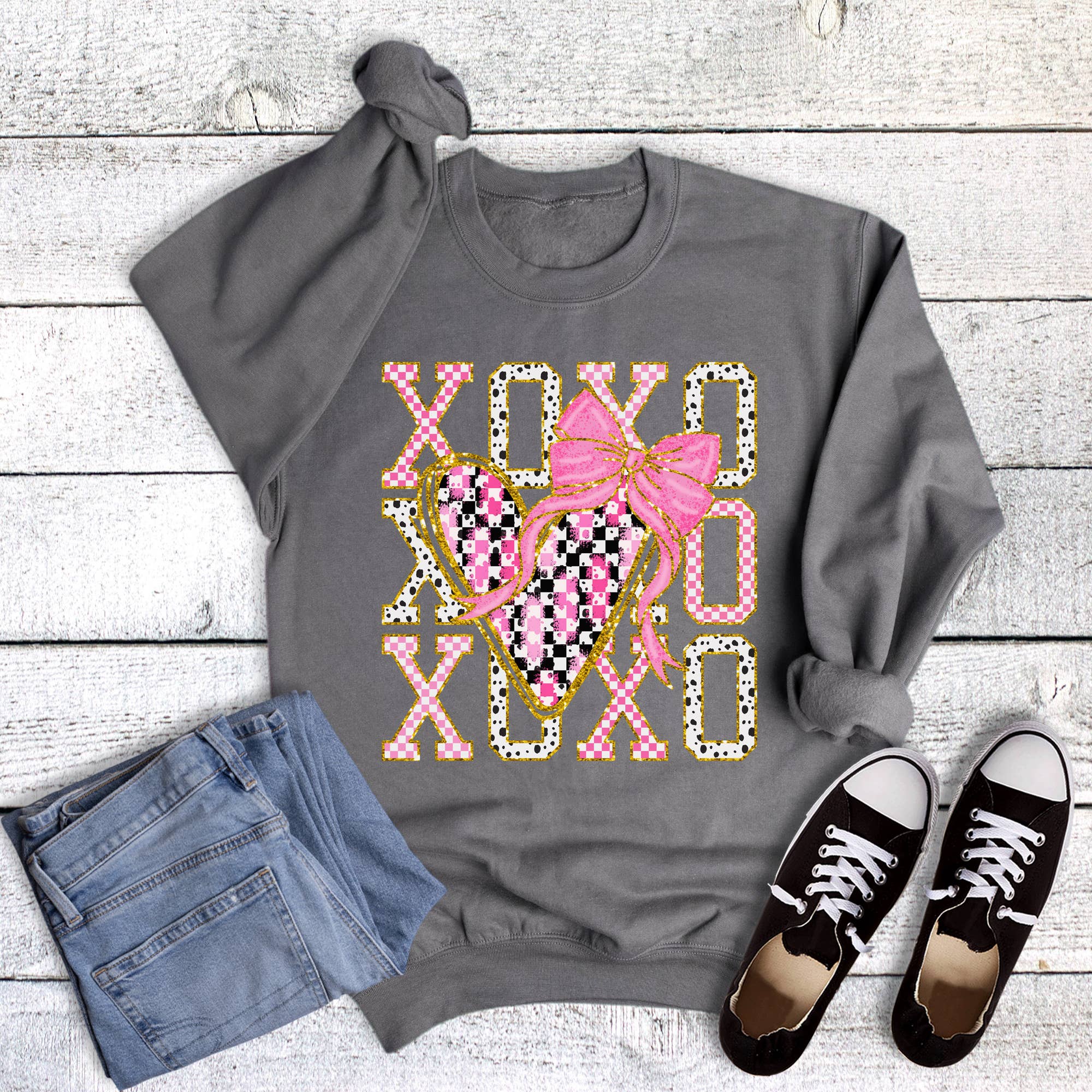 Valentine Xoxo Heart Gold Multi - Adult & Kids T-Shirts, Sweatshirts & Hoodies apparel design preview 1