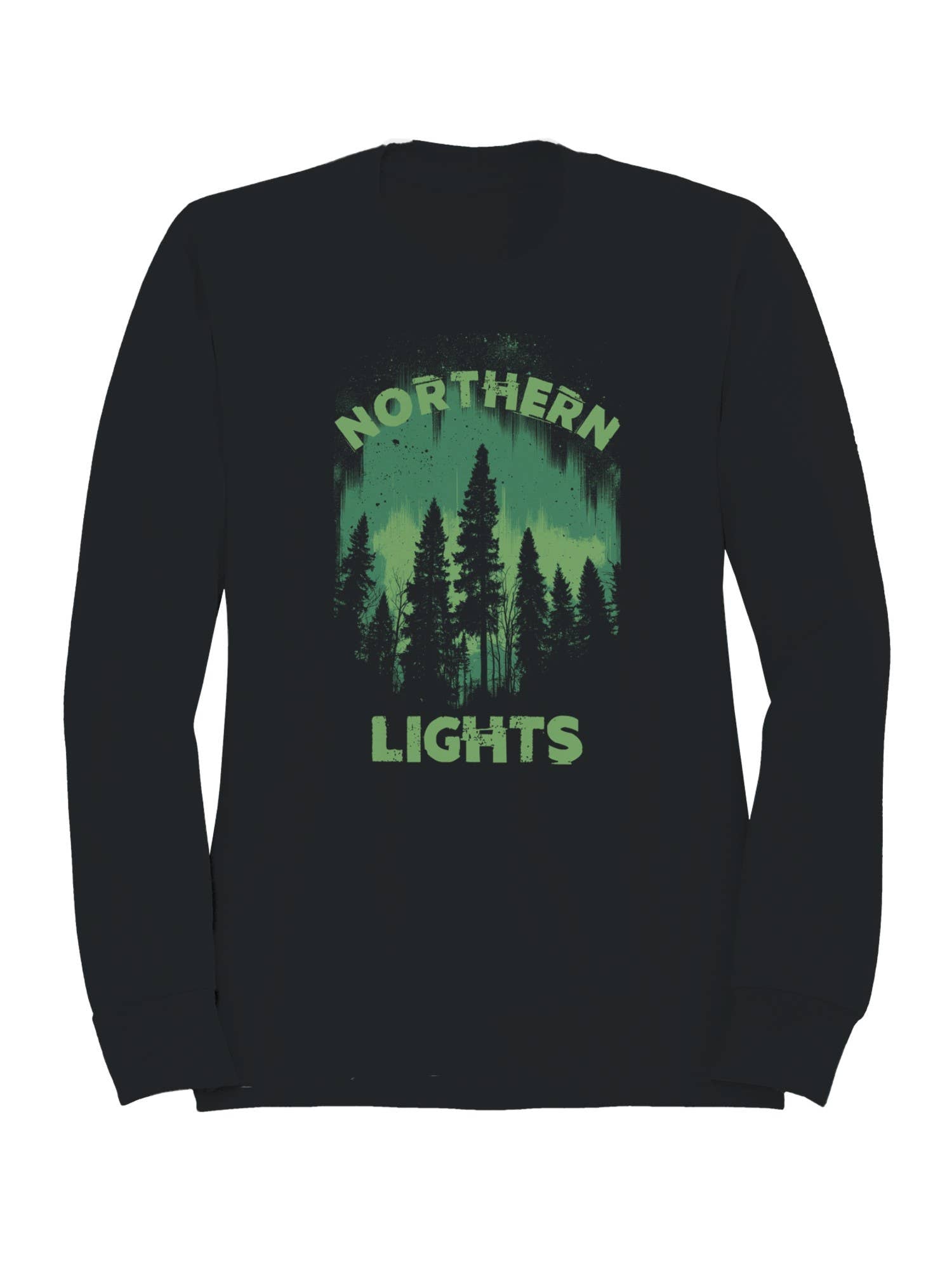 Northern Lights Forest Silhouette Men's - Adult & Kids T-Shirts, Sweatshirts & Hoodies apparel design preview 1
