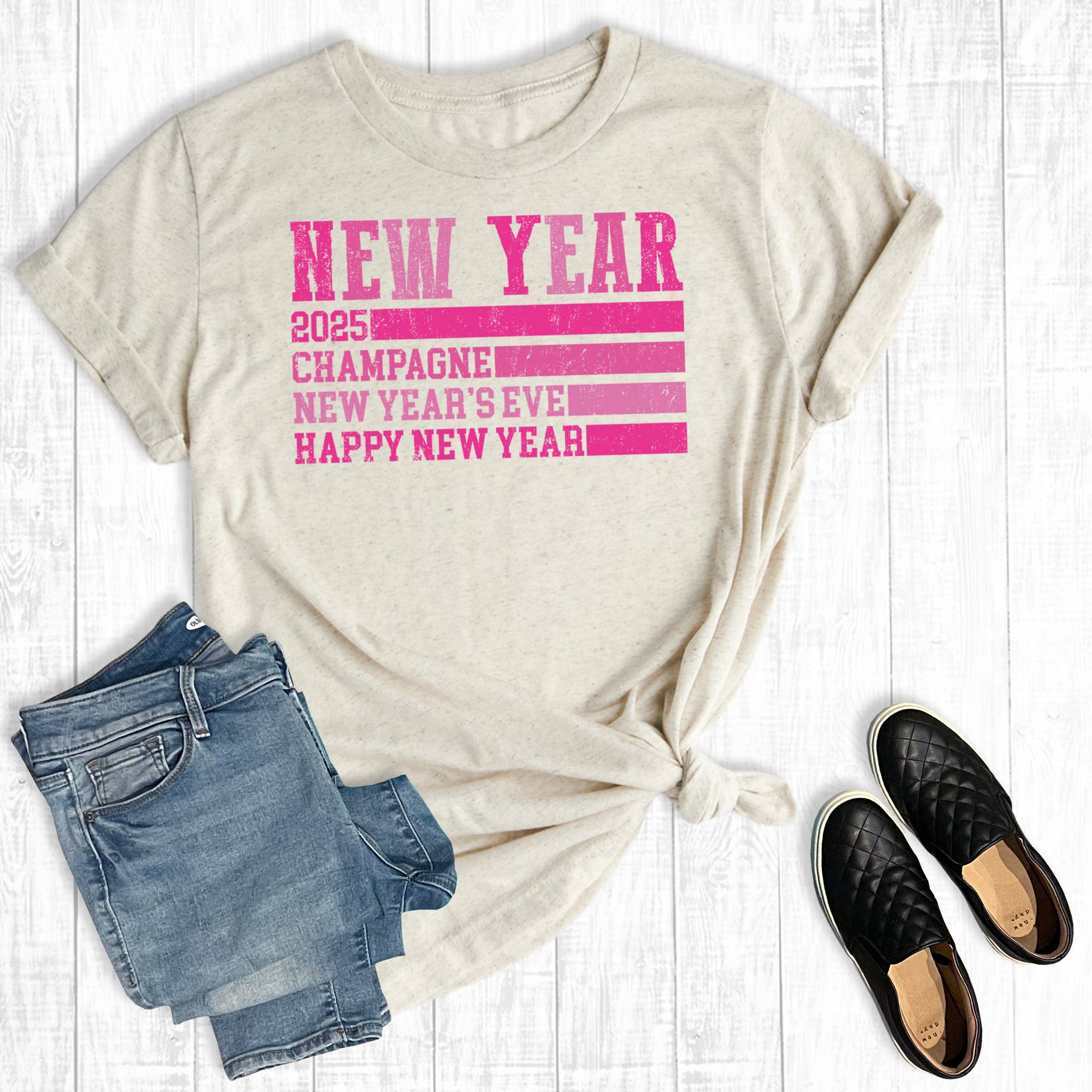 Pink New Year 2025 Graphic - Adult & Kids T-Shirts, Sweatshirts & Hoodies apparel design preview 1