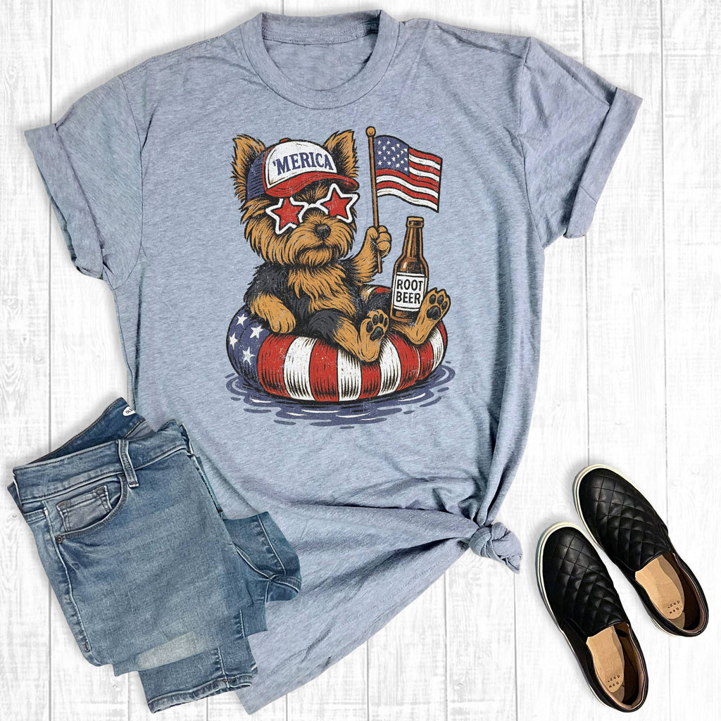 4th of July Patriotic Yorkie Graphic - Adult & Kids T-Shirts, Sweatshirts & Hoodies apparel design preview 1