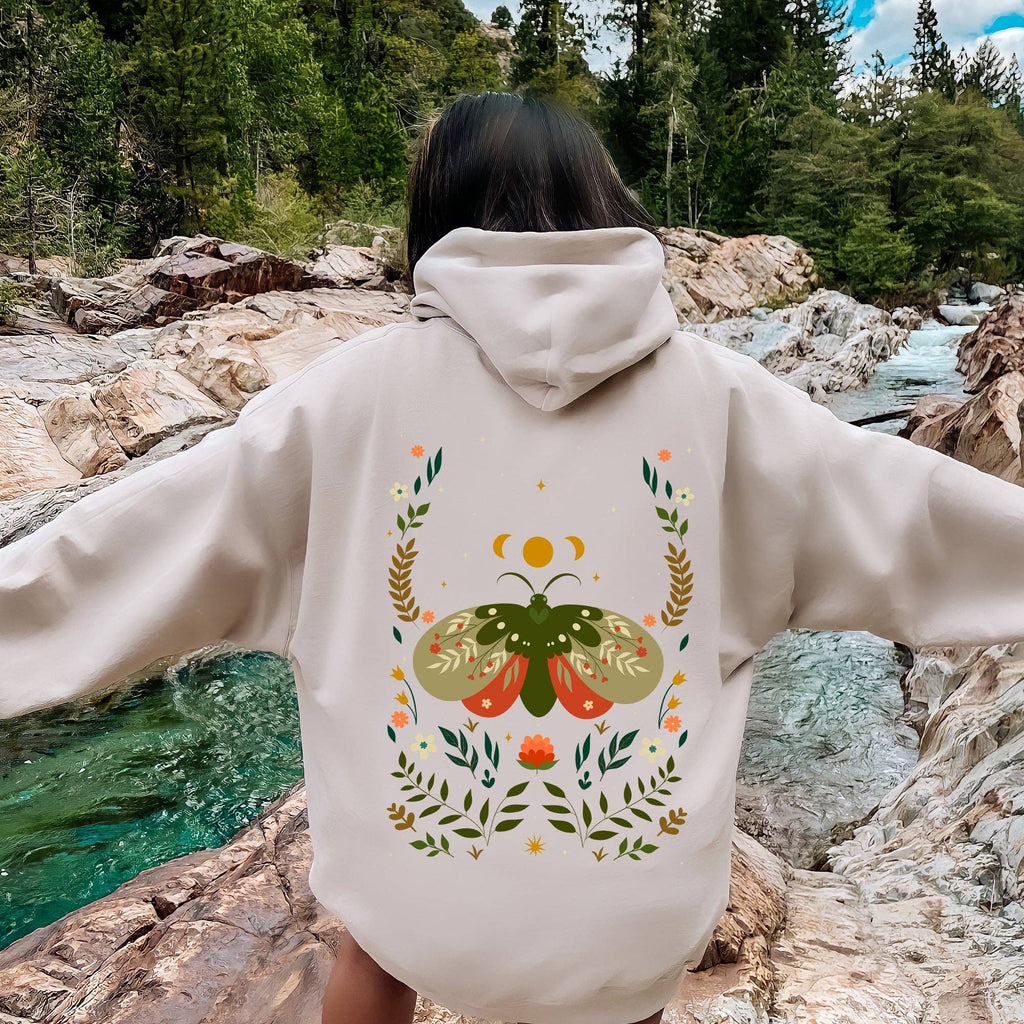 Midnight Garden Dance, Moth, Moon, and Floral Print - Adult & Kids T-Shirts, Sweatshirts & Hoodies apparel design preview 1