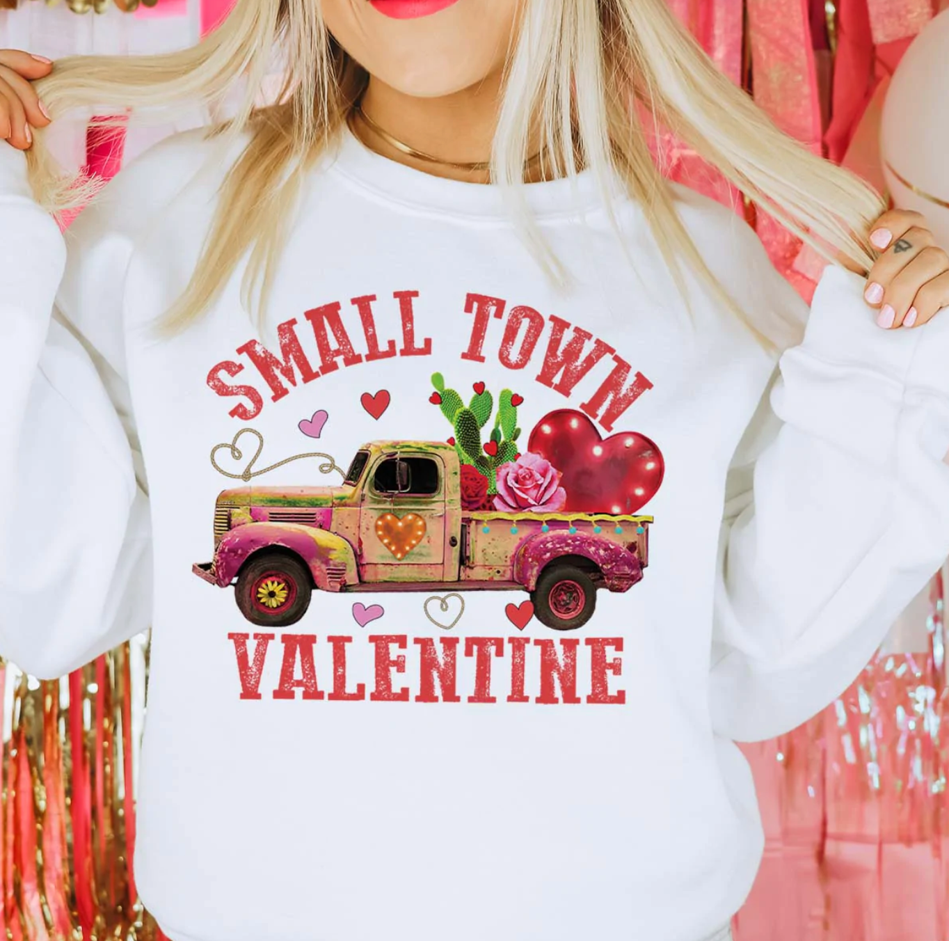 Small Town Valentine White - Adult & Kids T-Shirts, Sweatshirts & Hoodies apparel design preview 1