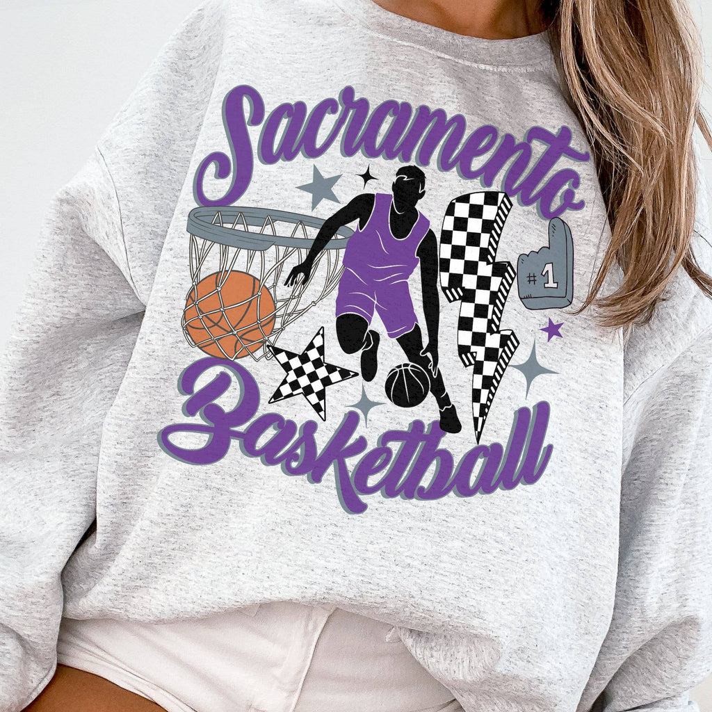 Retro Sacramento Kings Fan Vintage Basketball S - Adult & Kids T-Shirts, Sweatshirts & Hoodies apparel design preview 1