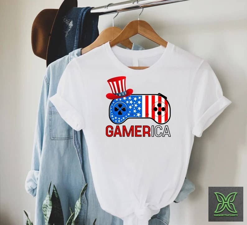 Patriotic Gamer American Gaming Independence Day - Adult & Kids T-Shirts, Sweatshirts & Hoodies apparel design preview 1