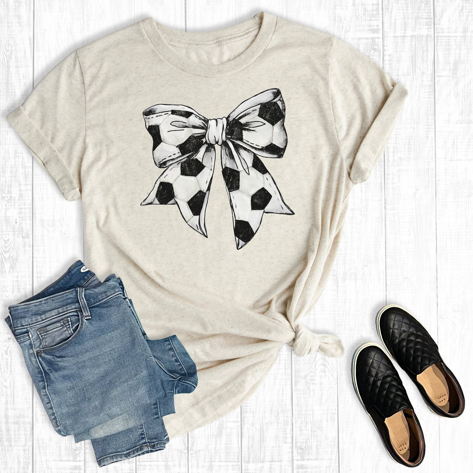 Retro Soccer Gameday Coquette Bow Graphic - Adult & Kids T-Shirts, Sweatshirts & Hoodies apparel design preview 1